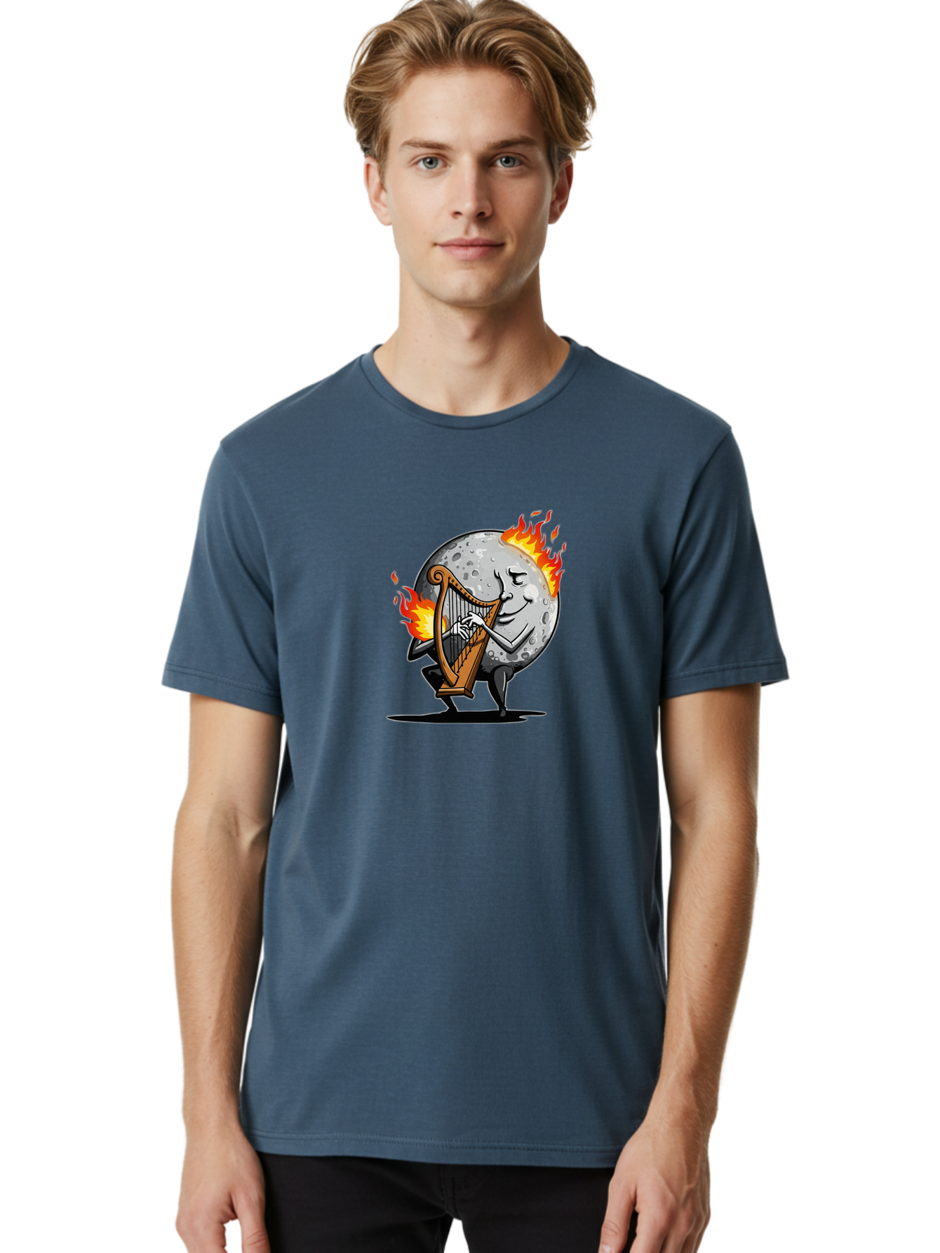 Moon-Playing-Harp Men'S Graphic Tee, 100% Cotton, Comfortable Casual Summer Wear, Machine Washable, Vintage Camera, Old Camera, Antique Camera, Black Camera, Classic Photography, Photography Equipment, Nostalgic Device, Film Camera, Camera Art Bam922