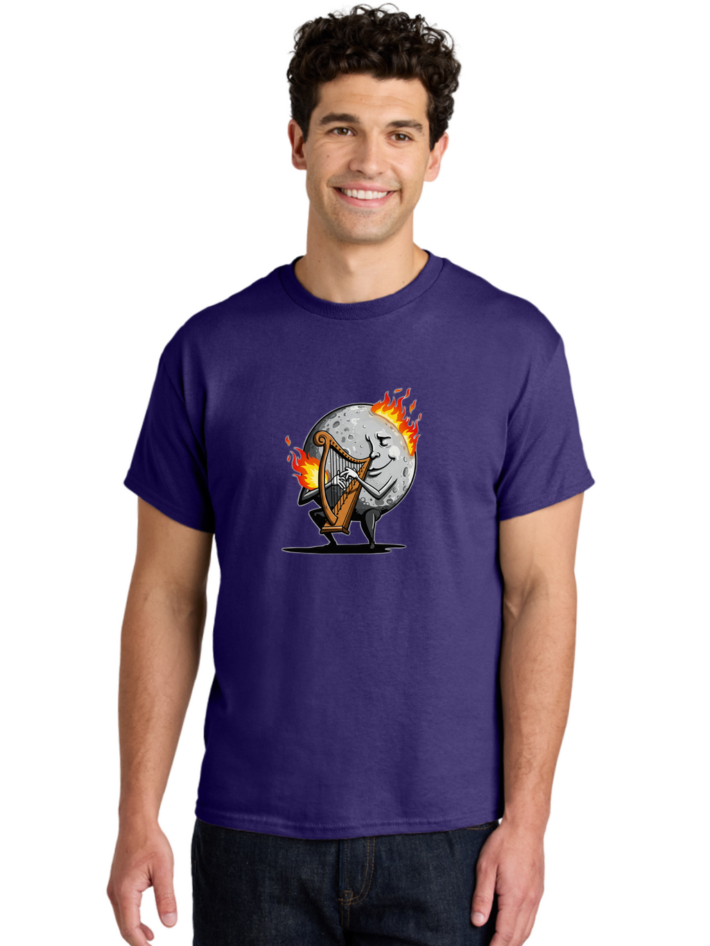 Moon-Playing-Harp Men'S Graphic Tee, 100% Cotton, Comfortable Casual Summer Wear, Machine Washable, Vintage Camera, Old Camera, Antique Camera, Black Camera, Classic Photography, Photography Equipment, Nostalgic Device, Film Camera, Camera Art Bam922