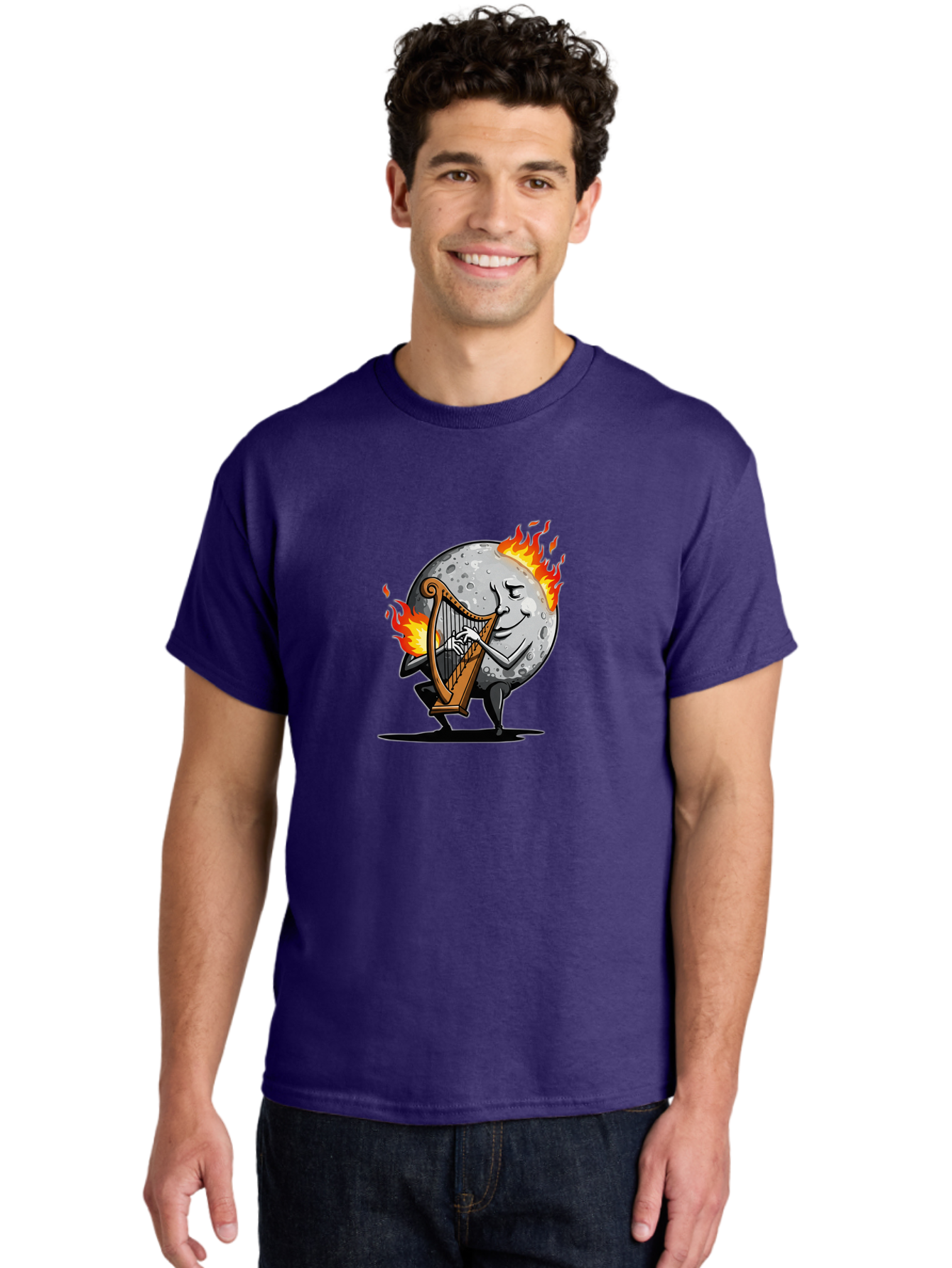 Moon-Playing-Harp Men'S Graphic Tee, 100% Cotton, Comfortable Casual Summer Wear, Machine Washable, Vintage Camera, Old Camera, Antique Camera, Black Camera, Classic Photography, Photography Equipment, Nostalgic Device, Film Camera, Camera Art Bam922