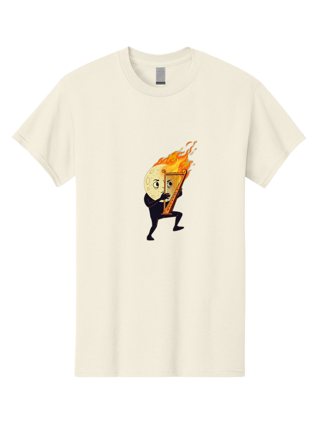 Moon-Playing-Lyre-1 Men'S Graphic Tee, 100% Cotton, Comfortable Casual Summer Wear, Machine Washable, Vintage Camera, Old Camera, Antique Camera, Black Camera, Classic Photography, Photography Equipment, Nostalgic Device, Film Camera, Bam923