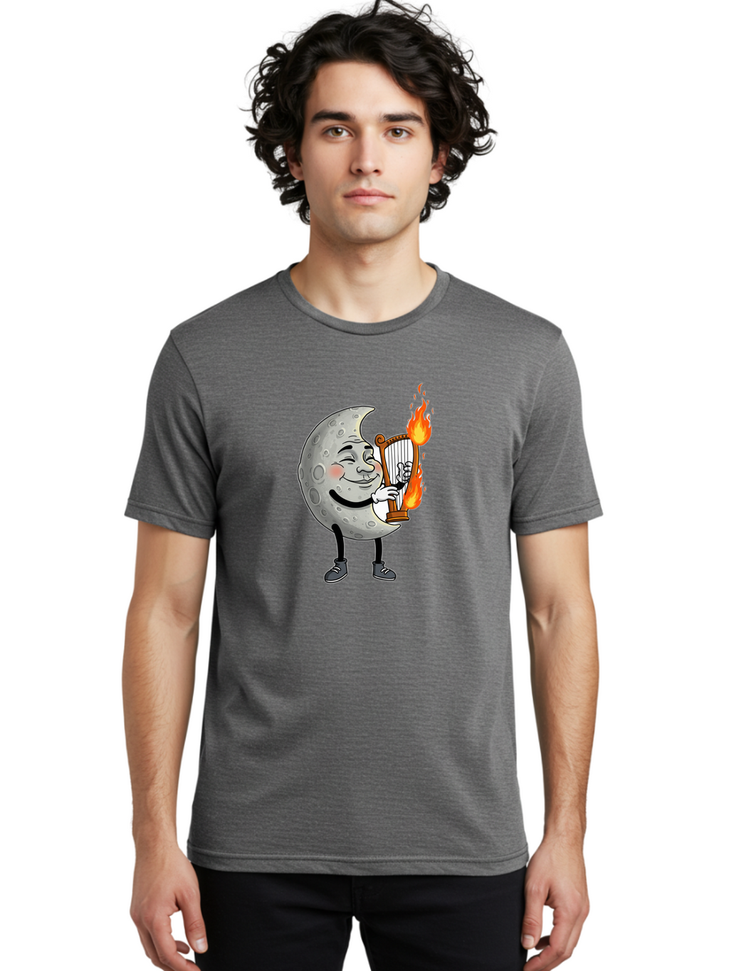 Moon-Playing-Lyre Men'S Graphic Tee, 100% Cotton, Comfortable Casual Summer Wear, Machine Washable, Vintage Camera, Old Camera, Antique Camera, Black Camera, Classic Photography, Photography Equipment, Nostalgic Device, Film Camera, Camera Art Bam924