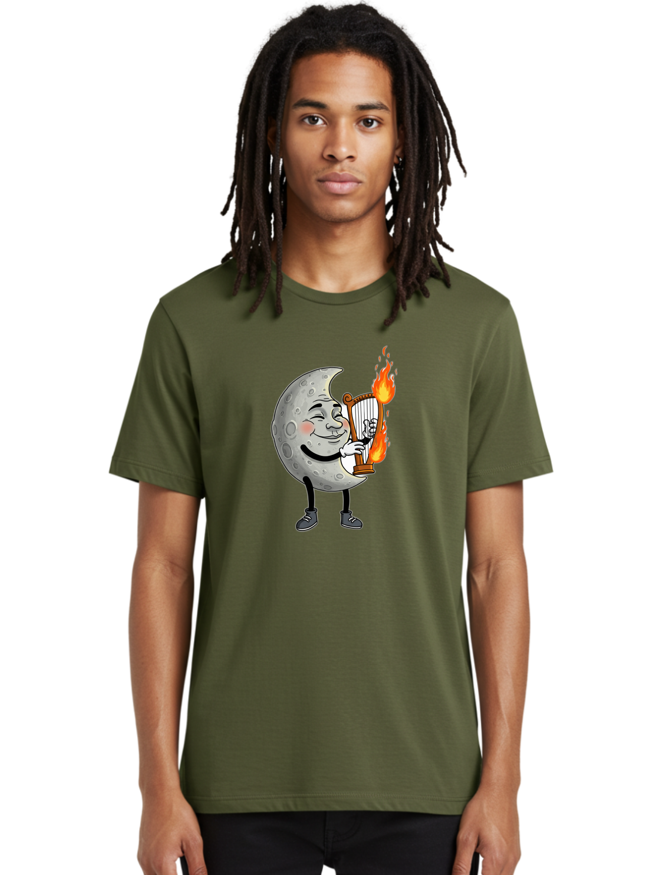 Moon-Playing-Lyre Men'S Graphic Tee, 100% Cotton, Comfortable Casual Summer Wear, Machine Washable, Vintage Camera, Old Camera, Antique Camera, Black Camera, Classic Photography, Photography Equipment, Nostalgic Device, Film Camera, Camera Art Bam924