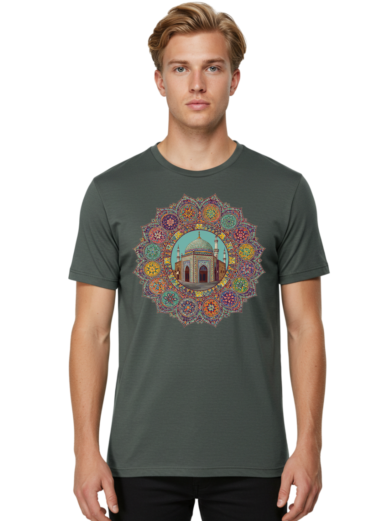 Mosque-Mandala Men'S Graphic Tee, 100% Cotton, Comfortable Casual Summer Wear, Machine Washable, Vintage Camera, Old Camera, Antique Camera, Black Camera, Classic Photography, Photography Equipment, Nostalgic Device, Film Camera, Camera Art Bam929