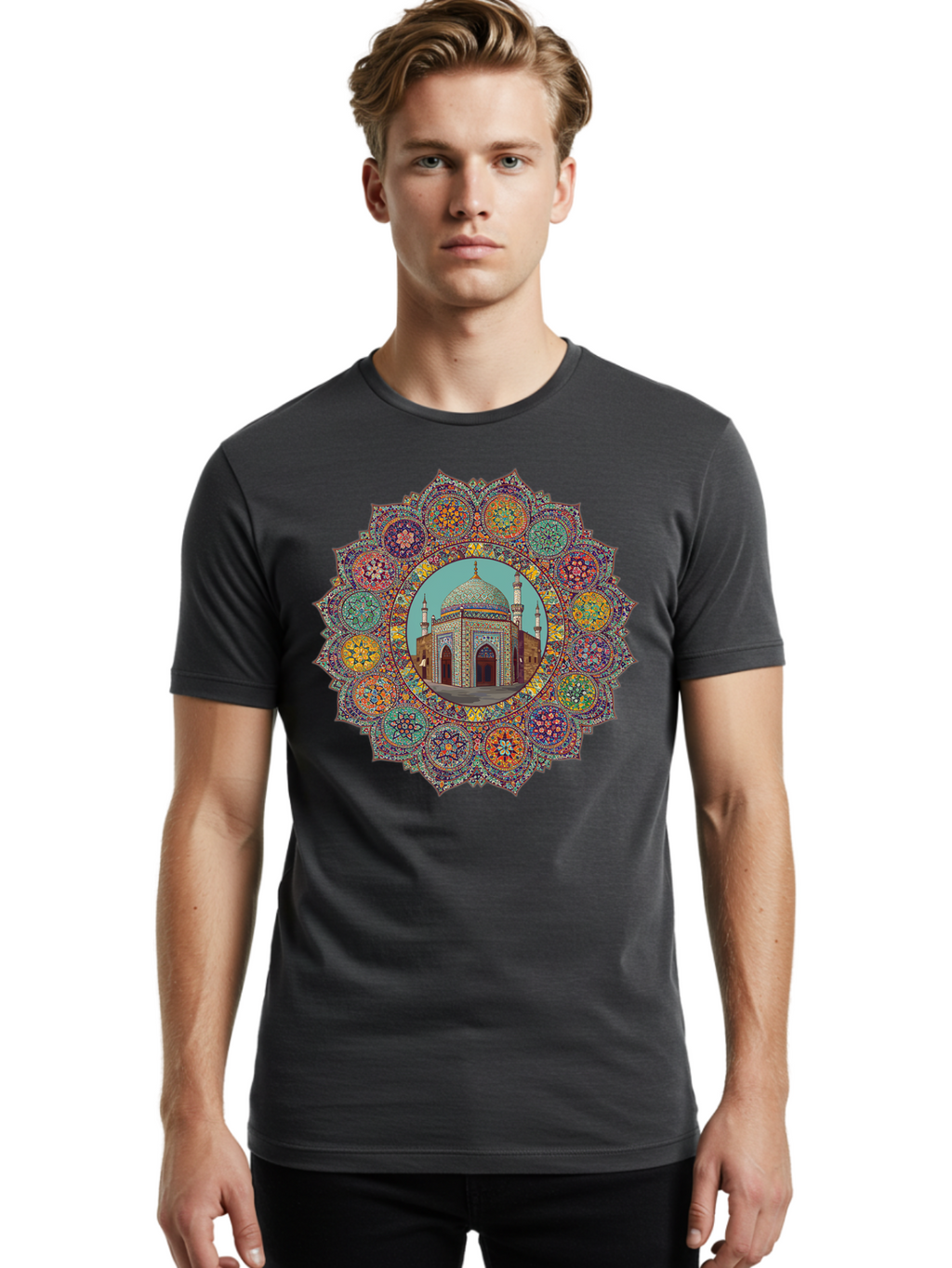 Mosque-Mandala Men'S Graphic Tee, 100% Cotton, Comfortable Casual Summer Wear, Machine Washable, Vintage Camera, Old Camera, Antique Camera, Black Camera, Classic Photography, Photography Equipment, Nostalgic Device, Film Camera, Camera Art Bam929