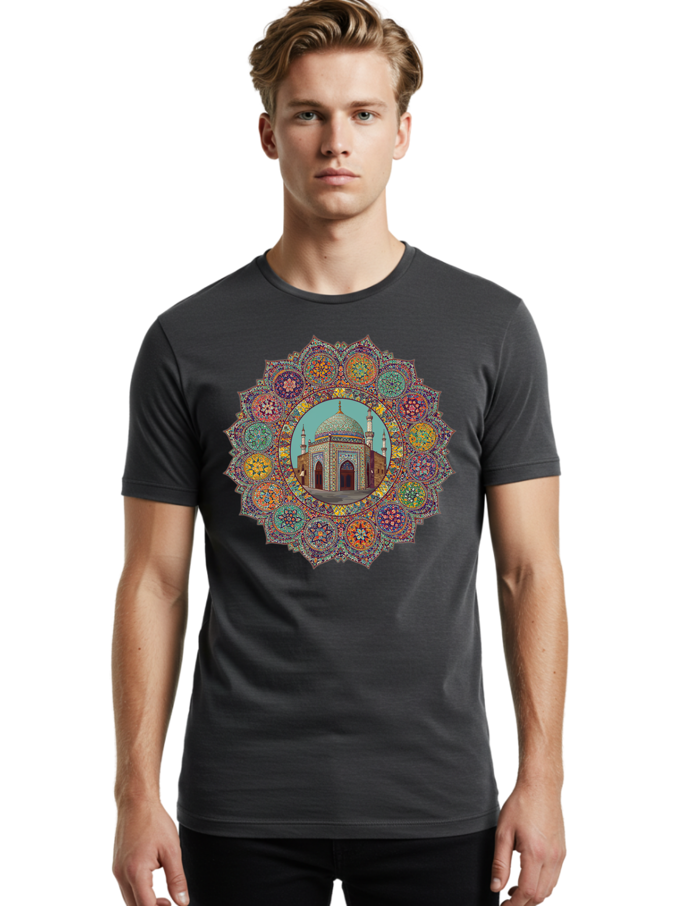 Mosque-Mandala Men'S Graphic Tee, 100% Cotton, Comfortable Casual Summer Wear, Machine Washable, Vintage Camera, Old Camera, Antique Camera, Black Camera, Classic Photography, Photography Equipment, Nostalgic Device, Film Camera, Camera Art Bam929