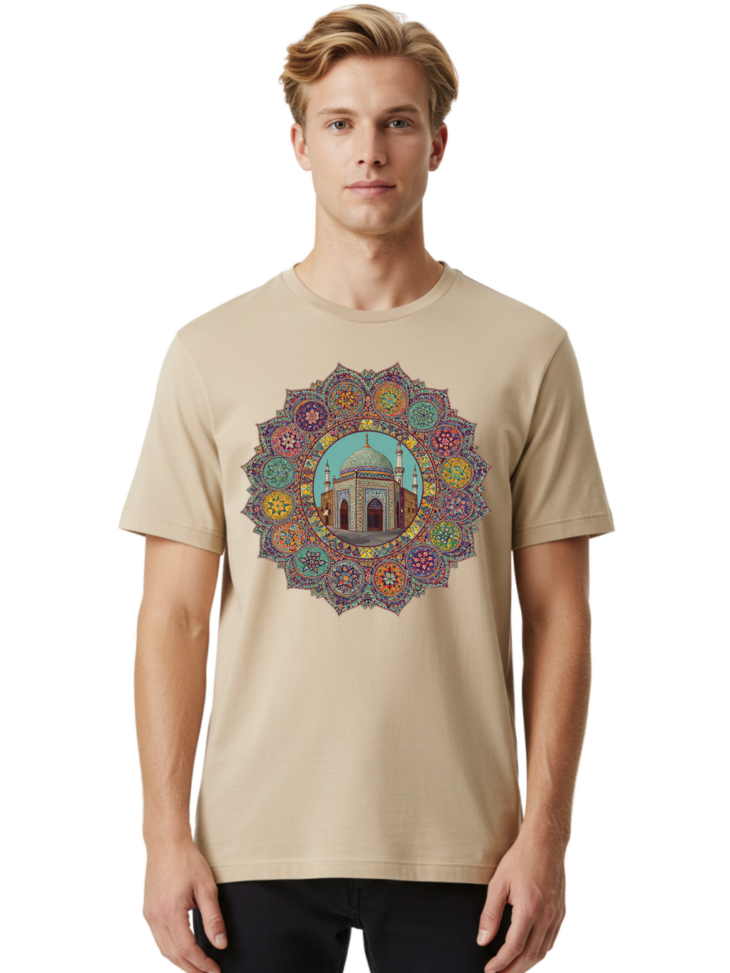 Mosque-Mandala Men'S Graphic Tee, 100% Cotton, Comfortable Casual Summer Wear, Machine Washable, Vintage Camera, Old Camera, Antique Camera, Black Camera, Classic Photography, Photography Equipment, Nostalgic Device, Film Camera, Camera Art Bam929