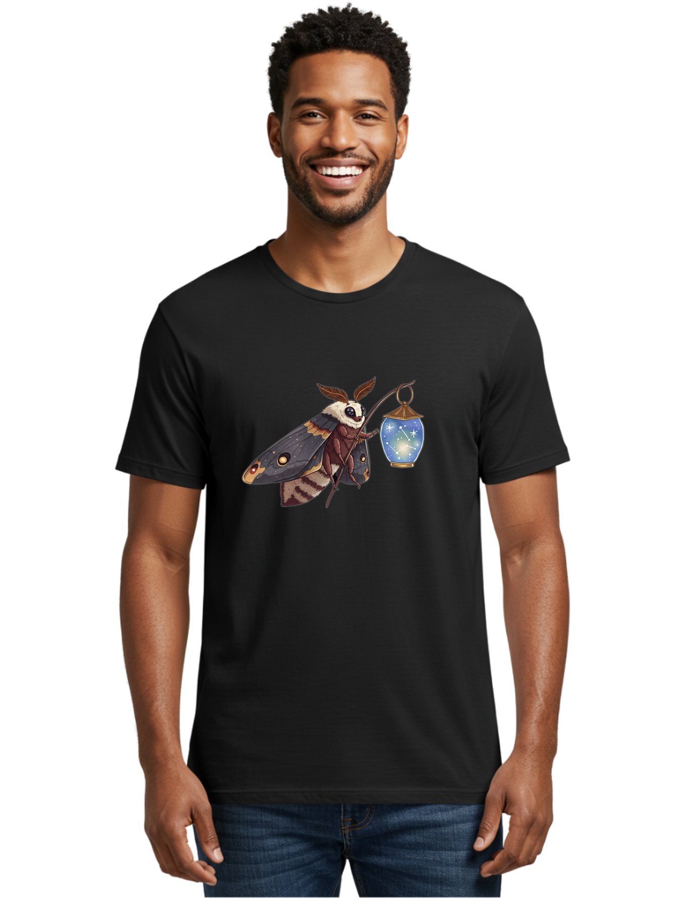 Moth-With-Lantern Men'S Graphic Tee, 100% Cotton, Comfortable Casual Summer Wear, Machine Washable, Vintage Camera, Old Camera, Antique Camera, Black Camera, Classic Photography, Photography Equipment, Nostalgic Device, Film Camera, Camera Art Bam932