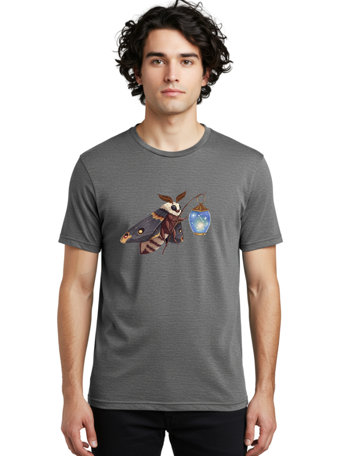 Moth-With-Lantern Men'S Graphic Tee, 100% Cotton, Comfortable Casual Summer Wear, Machine Washable, Vintage Camera, Old Camera, Antique Camera, Black Camera, Classic Photography, Photography Equipment, Nostalgic Device, Film Camera, Camera Art Bam932
