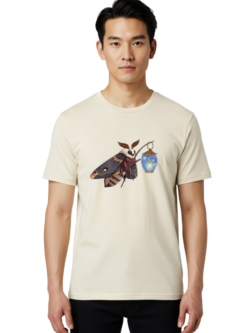 Moth-With-Lantern Men'S Graphic Tee, 100% Cotton, Comfortable Casual Summer Wear, Machine Washable, Vintage Camera, Old Camera, Antique Camera, Black Camera, Classic Photography, Photography Equipment, Nostalgic Device, Film Camera, Camera Art Bam932