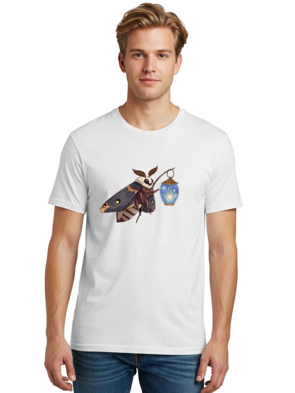 Moth-With-Lantern Men'S Graphic Tee, 100% Cotton, Comfortable Casual Summer Wear, Machine Washable, Vintage Camera, Old Camera, Antique Camera, Black Camera, Classic Photography, Photography Equipment, Nostalgic Device, Film Camera, Camera Art Bam932