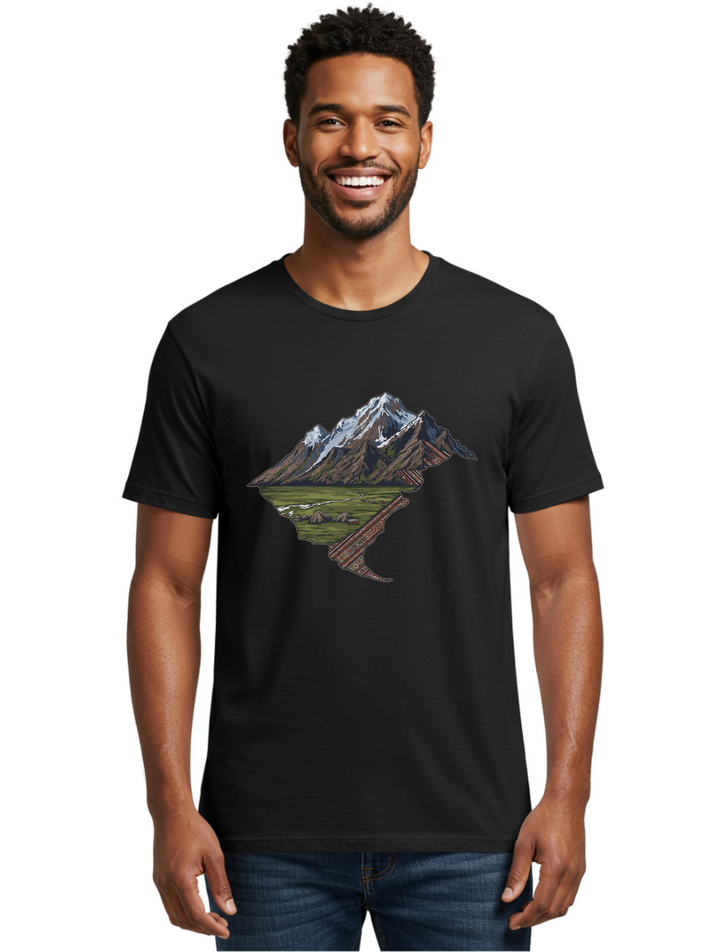 Mountain-Landscape-1 Men'S Graphic Tee, 100% Cotton, Comfortable Casual Summer Wear, Machine Washable, Vintage Camera, Old Camera, Antique Camera, Black Camera, Classic Photography, Photography Equipment, Nostalgic Device, Film Camera, Bam933