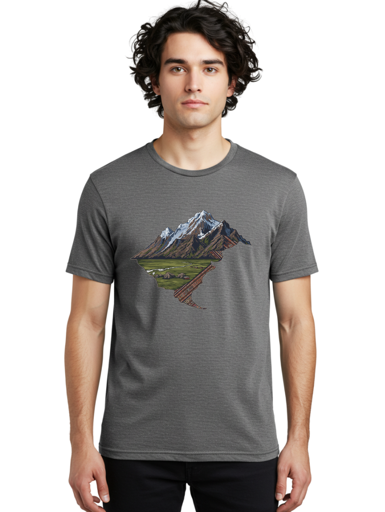 Mountain-Landscape-1 Men'S Graphic Tee, 100% Cotton, Comfortable Casual Summer Wear, Machine Washable, Vintage Camera, Old Camera, Antique Camera, Black Camera, Classic Photography, Photography Equipment, Nostalgic Device, Film Camera, Bam933