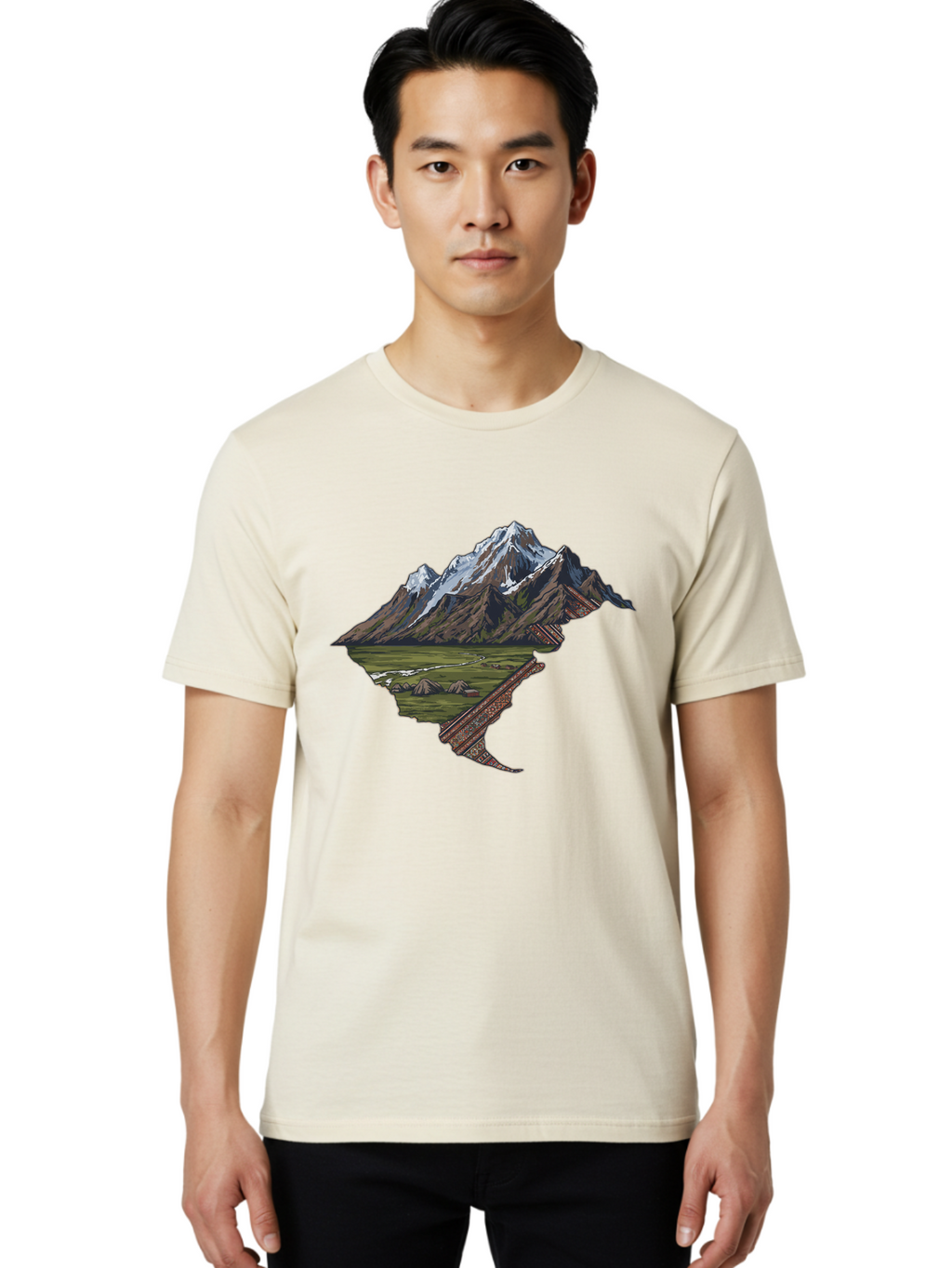 Mountain-Landscape-1 Men'S Graphic Tee, 100% Cotton, Comfortable Casual Summer Wear, Machine Washable, Vintage Camera, Old Camera, Antique Camera, Black Camera, Classic Photography, Photography Equipment, Nostalgic Device, Film Camera, Bam933