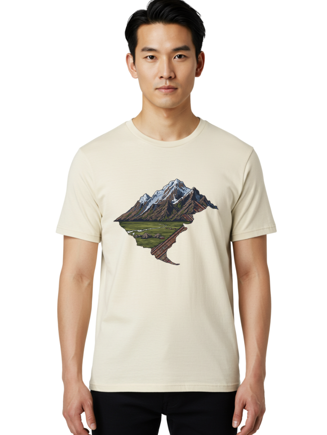 Mountain-Landscape-1 Men'S Graphic Tee, 100% Cotton, Comfortable Casual Summer Wear, Machine Washable, Vintage Camera, Old Camera, Antique Camera, Black Camera, Classic Photography, Photography Equipment, Nostalgic Device, Film Camera, Bam933
