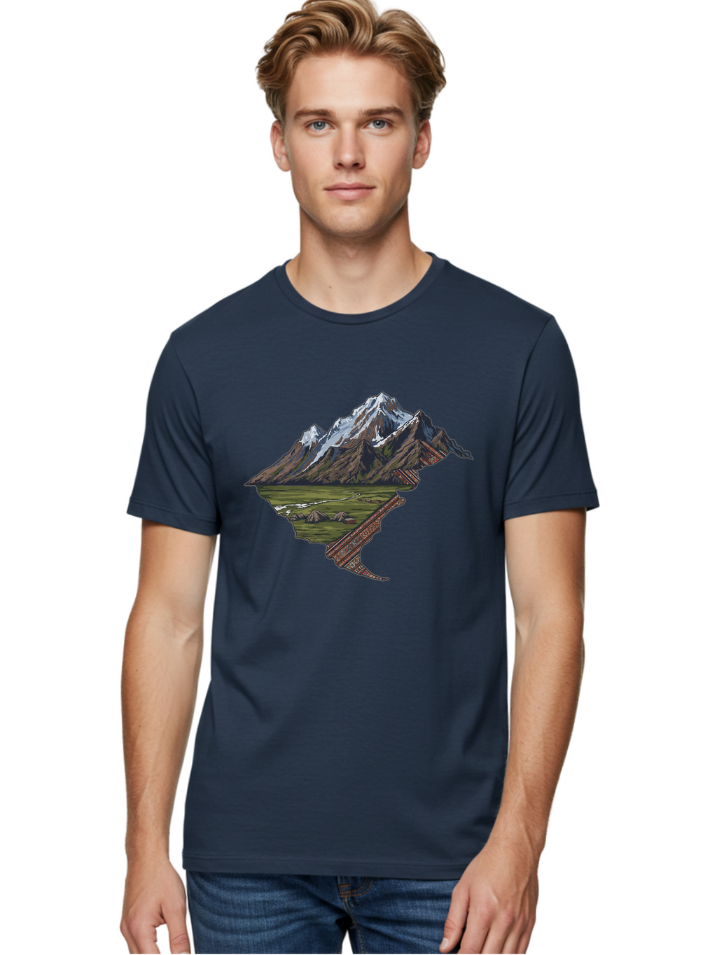 Mountain-Landscape-1 Men'S Graphic Tee, 100% Cotton, Comfortable Casual Summer Wear, Machine Washable, Vintage Camera, Old Camera, Antique Camera, Black Camera, Classic Photography, Photography Equipment, Nostalgic Device, Film Camera, Bam933