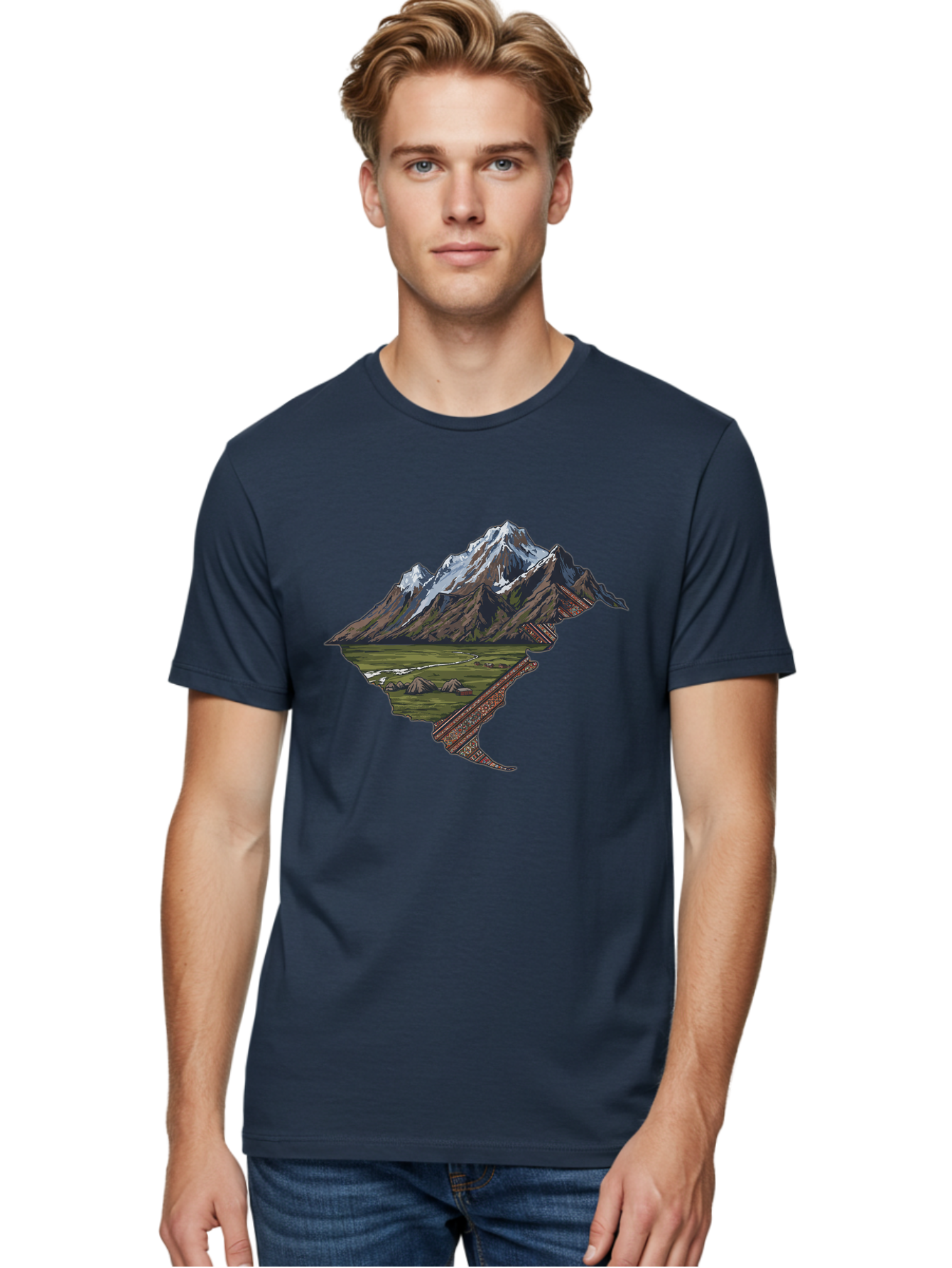 Mountain-Landscape-1 Men'S Graphic Tee, 100% Cotton, Comfortable Casual Summer Wear, Machine Washable, Vintage Camera, Old Camera, Antique Camera, Black Camera, Classic Photography, Photography Equipment, Nostalgic Device, Film Camera, Bam933