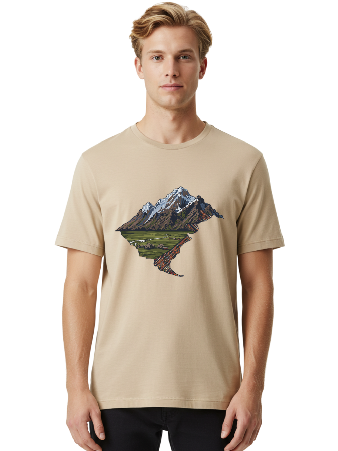 Mountain-Landscape-1 Men'S Graphic Tee, 100% Cotton, Comfortable Casual Summer Wear, Machine Washable, Vintage Camera, Old Camera, Antique Camera, Black Camera, Classic Photography, Photography Equipment, Nostalgic Device, Film Camera, Bam933