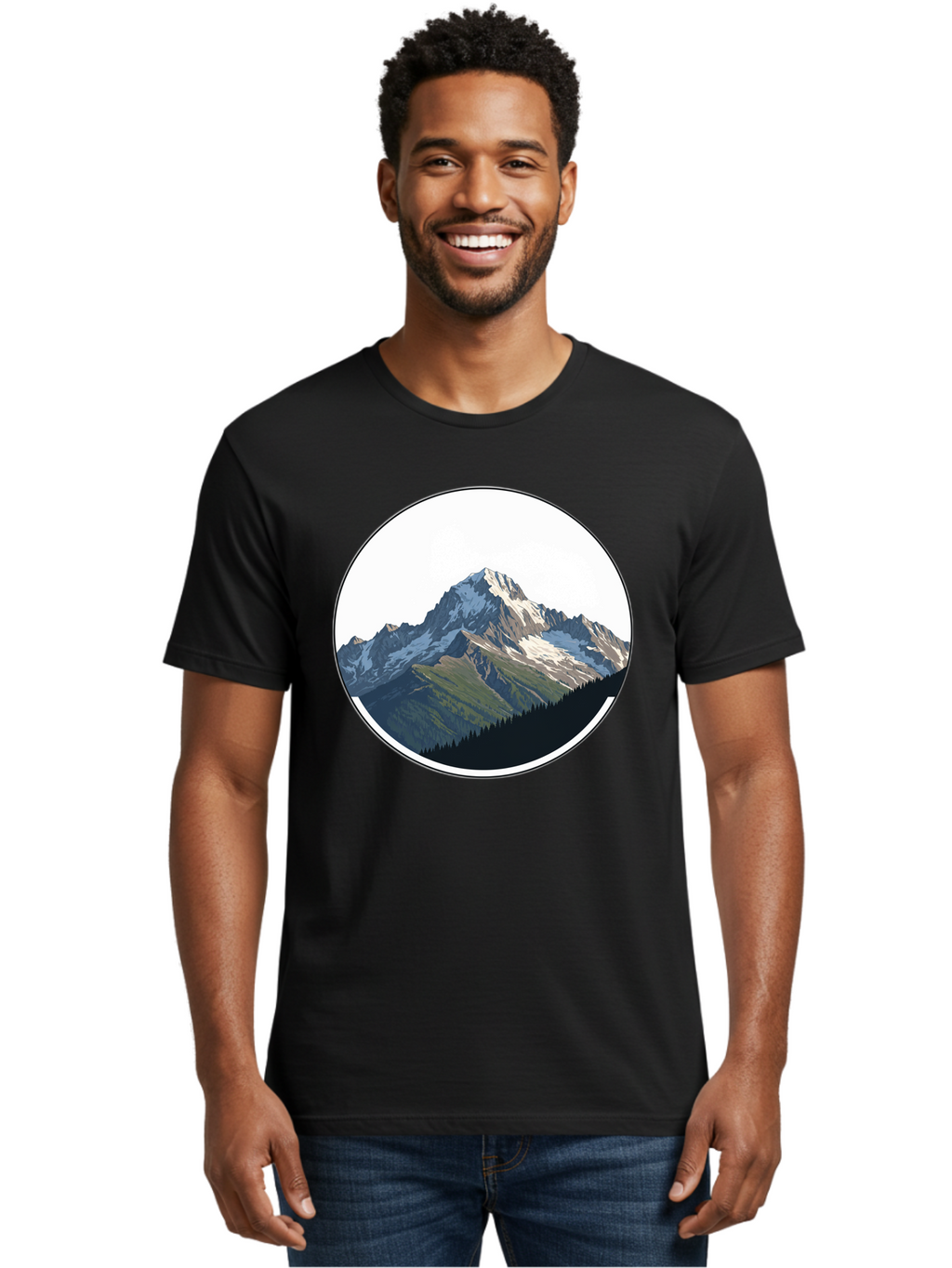 Mountain-Landscape-2 Men'S Graphic Tee, 100% Cotton, Comfortable Casual Summer Wear, Machine Washable, Vintage Camera, Old Camera, Antique Camera, Black Camera, Classic Photography, Photography Equipment, Nostalgic Device, Film Camera, Bam934