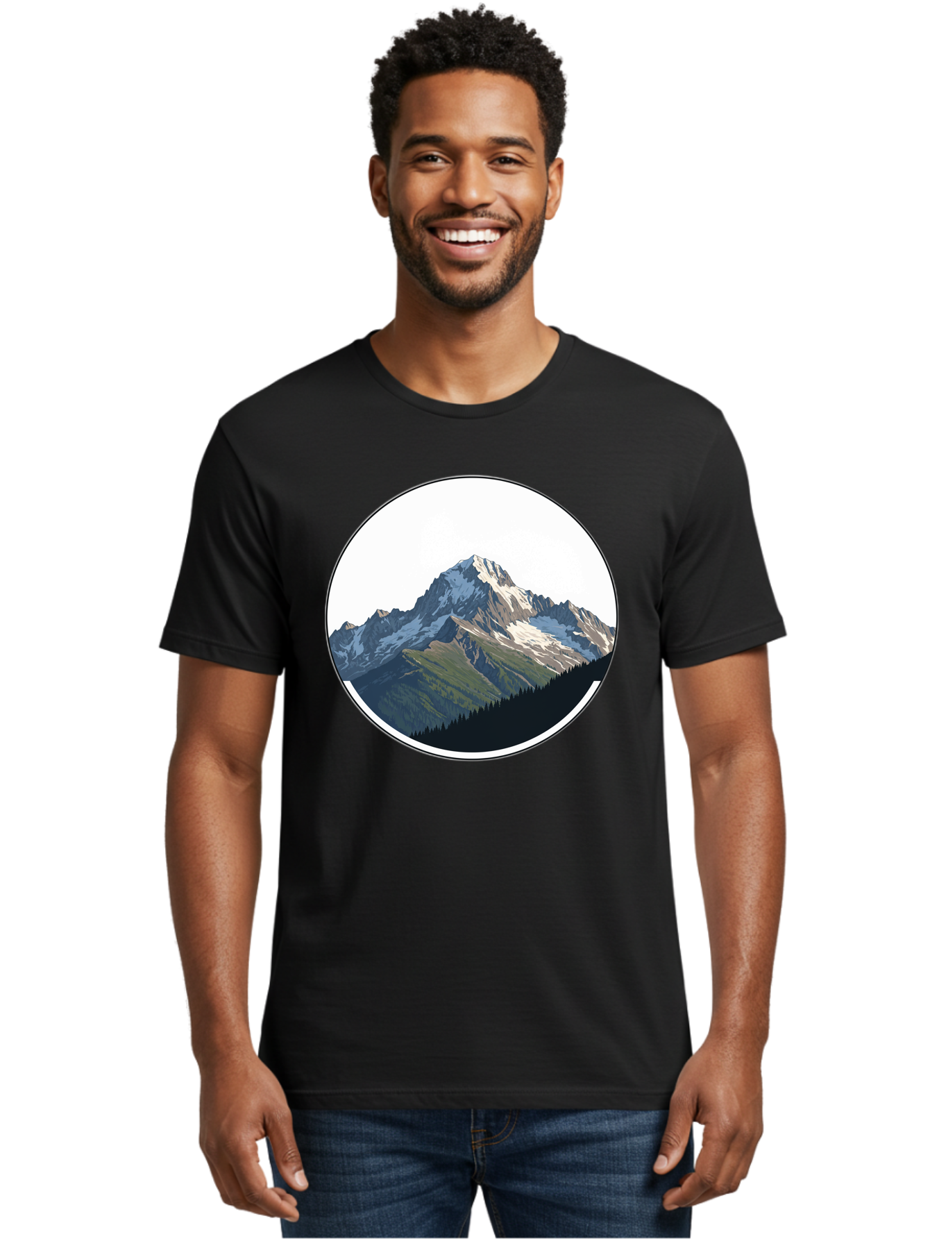 Mountain-Landscape-2 Men'S Graphic Tee, 100% Cotton, Comfortable Casual Summer Wear, Machine Washable, Vintage Camera, Old Camera, Antique Camera, Black Camera, Classic Photography, Photography Equipment, Nostalgic Device, Film Camera, Bam934