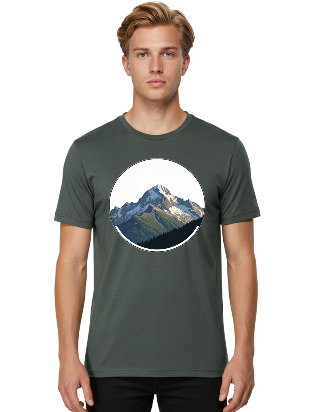 Mountain-Landscape-2 Men'S Graphic Tee, 100% Cotton, Comfortable Casual Summer Wear, Machine Washable, Vintage Camera, Old Camera, Antique Camera, Black Camera, Classic Photography, Photography Equipment, Nostalgic Device, Film Camera, Bam934