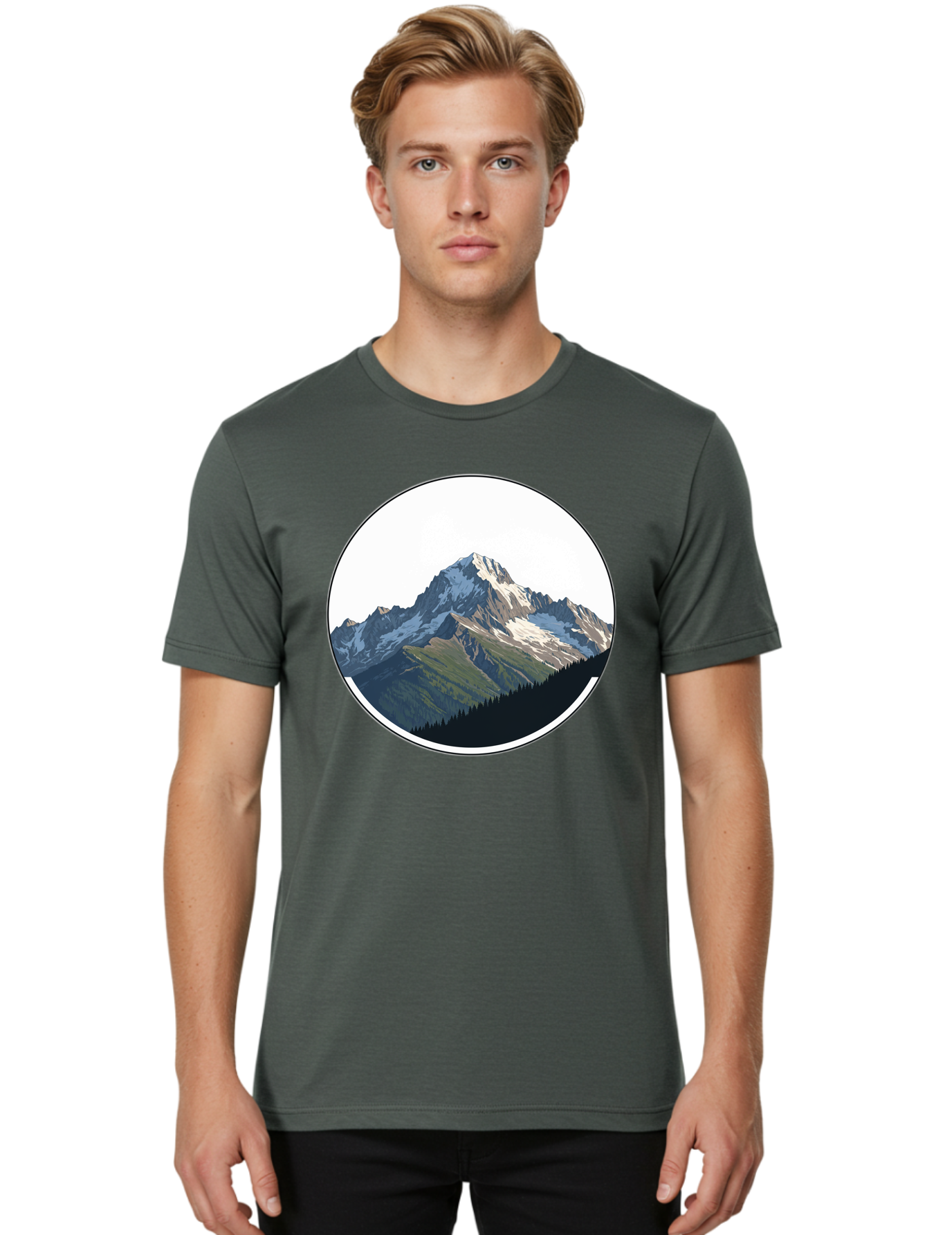 Mountain-Landscape-2 Men'S Graphic Tee, 100% Cotton, Comfortable Casual Summer Wear, Machine Washable, Vintage Camera, Old Camera, Antique Camera, Black Camera, Classic Photography, Photography Equipment, Nostalgic Device, Film Camera, Bam934