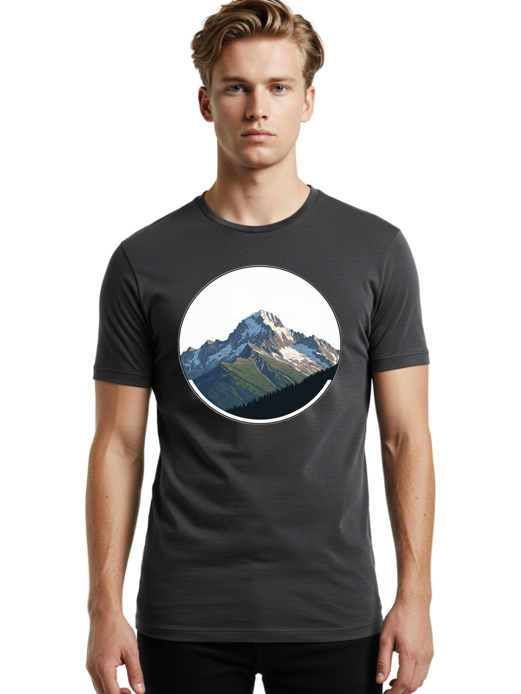 Mountain-Landscape-2 Men'S Graphic Tee, 100% Cotton, Comfortable Casual Summer Wear, Machine Washable, Vintage Camera, Old Camera, Antique Camera, Black Camera, Classic Photography, Photography Equipment, Nostalgic Device, Film Camera, Bam934