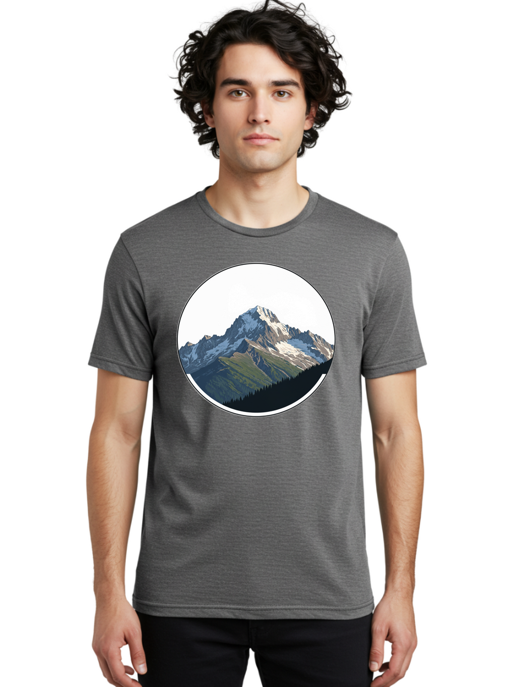 Mountain-Landscape-2 Men'S Graphic Tee, 100% Cotton, Comfortable Casual Summer Wear, Machine Washable, Vintage Camera, Old Camera, Antique Camera, Black Camera, Classic Photography, Photography Equipment, Nostalgic Device, Film Camera, Bam934