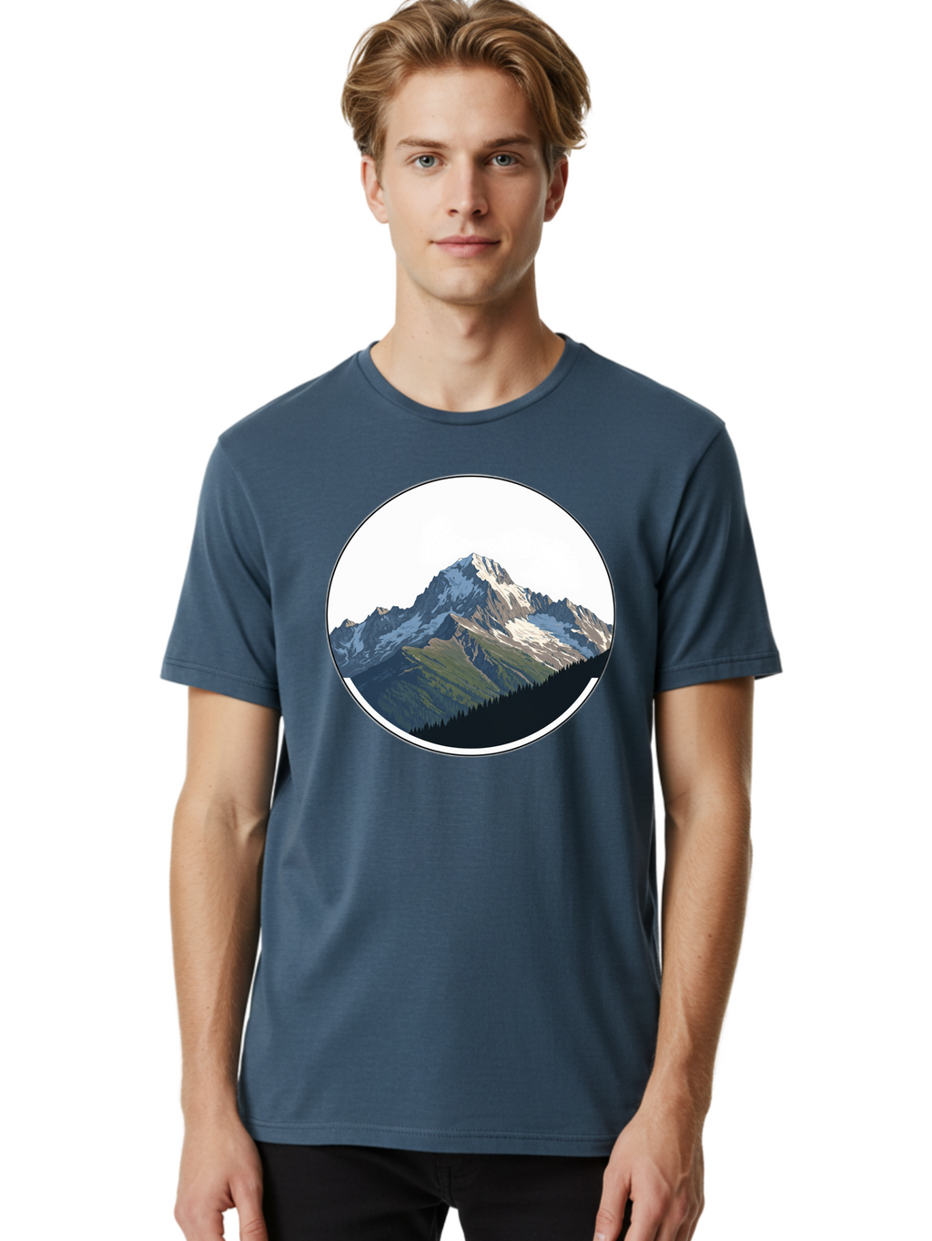 Mountain-Landscape-2 Men'S Graphic Tee, 100% Cotton, Comfortable Casual Summer Wear, Machine Washable, Vintage Camera, Old Camera, Antique Camera, Black Camera, Classic Photography, Photography Equipment, Nostalgic Device, Film Camera, Bam934