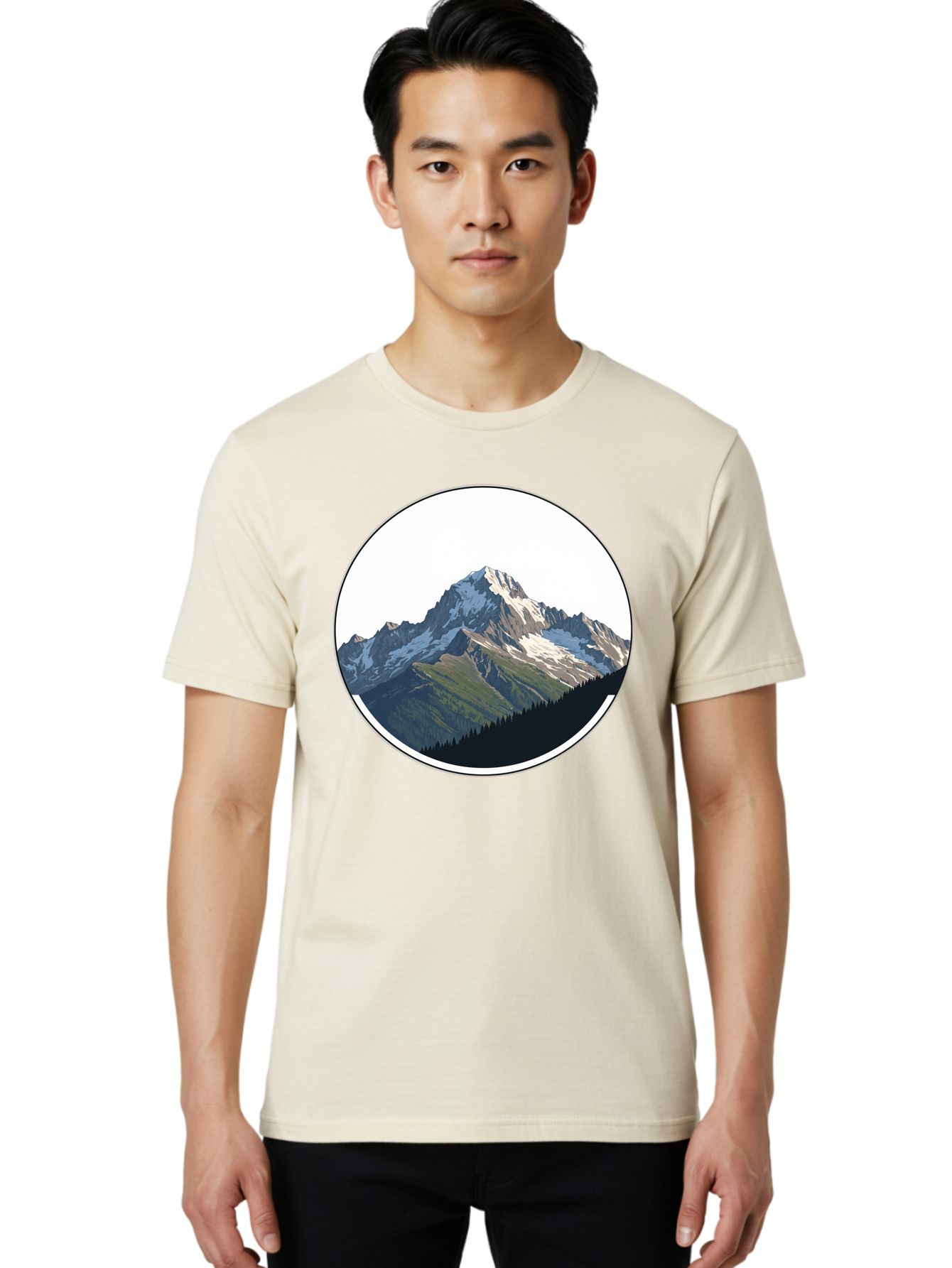 Mountain-Landscape-2 Men'S Graphic Tee, 100% Cotton, Comfortable Casual Summer Wear, Machine Washable, Vintage Camera, Old Camera, Antique Camera, Black Camera, Classic Photography, Photography Equipment, Nostalgic Device, Film Camera, Bam934
