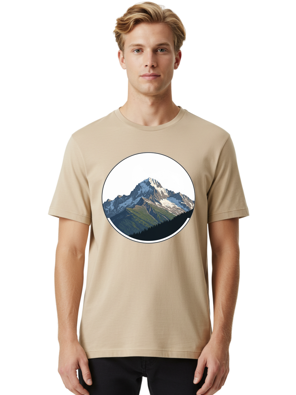 Mountain-Landscape-2 Men'S Graphic Tee, 100% Cotton, Comfortable Casual Summer Wear, Machine Washable, Vintage Camera, Old Camera, Antique Camera, Black Camera, Classic Photography, Photography Equipment, Nostalgic Device, Film Camera, Bam934