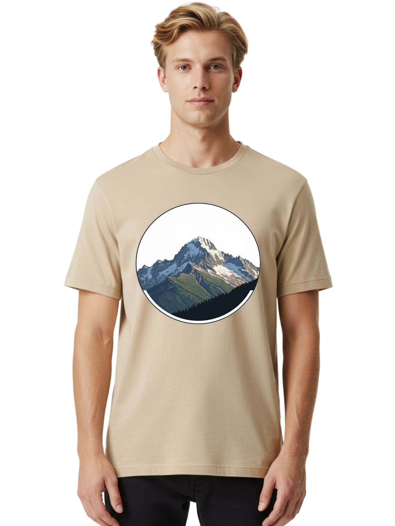 Mountain-Landscape-2 Men'S Graphic Tee, 100% Cotton, Comfortable Casual Summer Wear, Machine Washable, Vintage Camera, Old Camera, Antique Camera, Black Camera, Classic Photography, Photography Equipment, Nostalgic Device, Film Camera, Bam934
