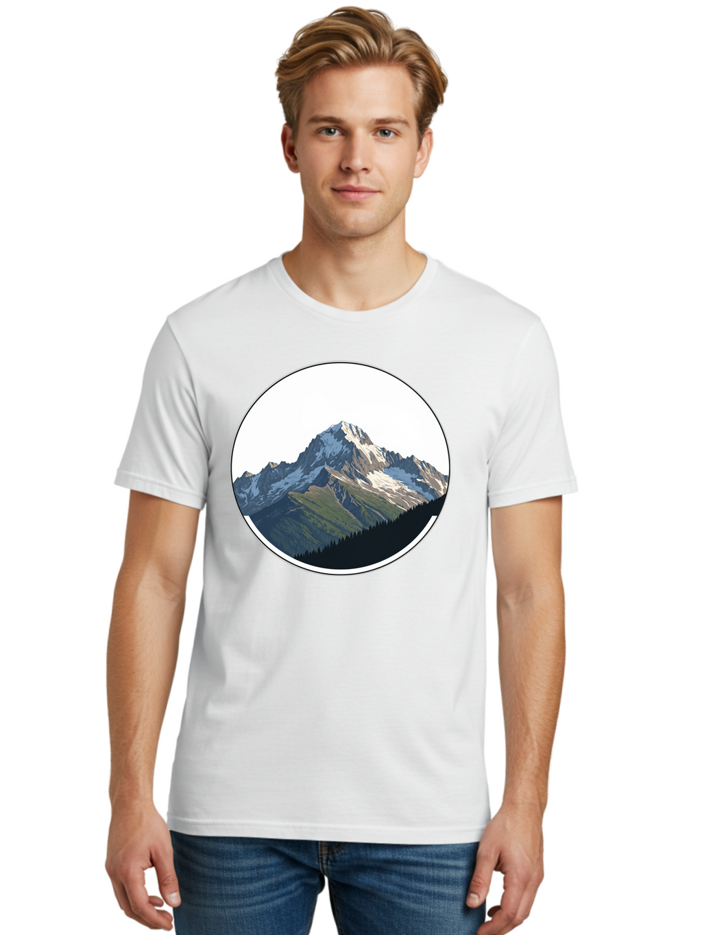 Mountain-Landscape-2 Men'S Graphic Tee, 100% Cotton, Comfortable Casual Summer Wear, Machine Washable, Vintage Camera, Old Camera, Antique Camera, Black Camera, Classic Photography, Photography Equipment, Nostalgic Device, Film Camera, Bam934