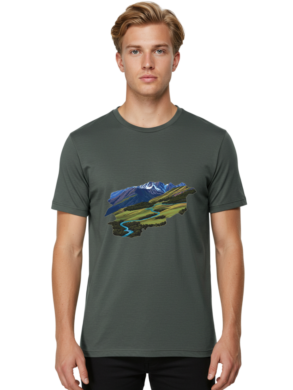 Mountain-Landscape Men'S Graphic Tee, 100% Cotton, Comfortable Casual Summer Wear, Machine Washable, Vintage Camera, Old Camera, Antique Camera, Black Camera, Classic Photography, Photography Equipment, Nostalgic Device, Film Camera, Bam935