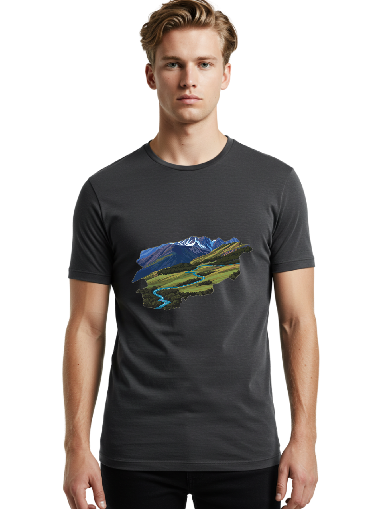 Mountain-Landscape Men'S Graphic Tee, 100% Cotton, Comfortable Casual Summer Wear, Machine Washable, Vintage Camera, Old Camera, Antique Camera, Black Camera, Classic Photography, Photography Equipment, Nostalgic Device, Film Camera, Bam935