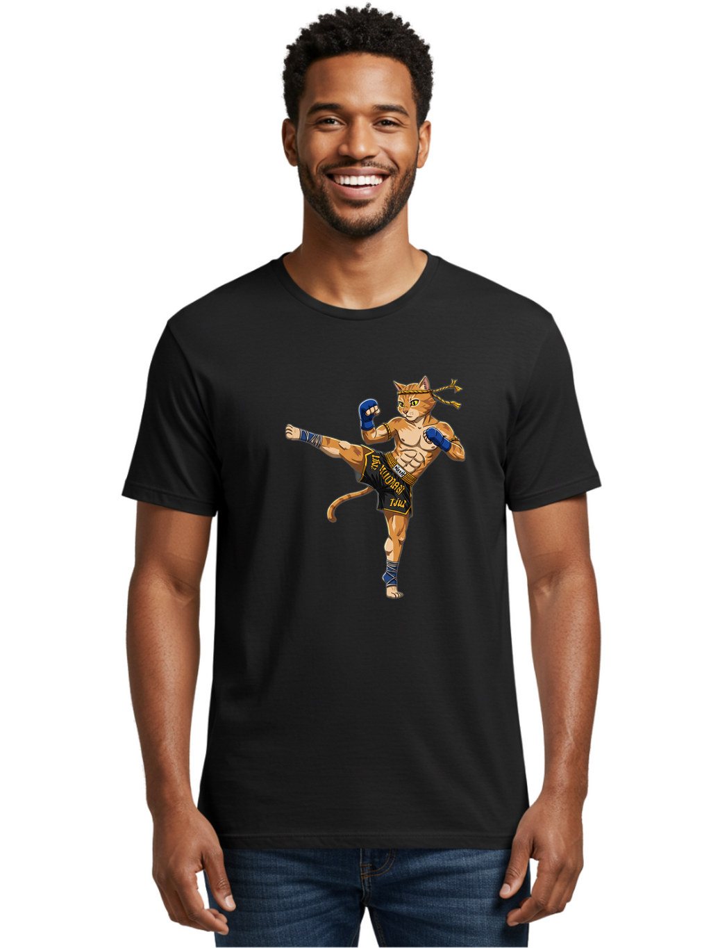 Muay-Thai-Cat-1 Men'S Graphic Tee, 100% Cotton, Comfortable Casual Summer Wear, Machine Washable, Vintage Camera, Old Camera, Antique Camera, Black Camera, Classic Photography, Photography Equipment, Nostalgic Device, Film Camera, Camera Art Bam941