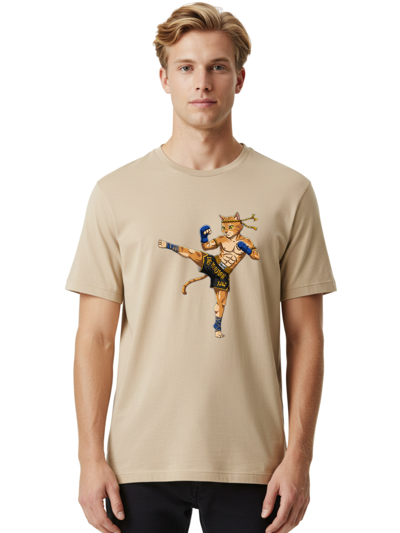 Muay-Thai-Cat-1 Men'S Graphic Tee, 100% Cotton, Comfortable Casual Summer Wear, Machine Washable, Vintage Camera, Old Camera, Antique Camera, Black Camera, Classic Photography, Photography Equipment, Nostalgic Device, Film Camera, Camera Art Bam941