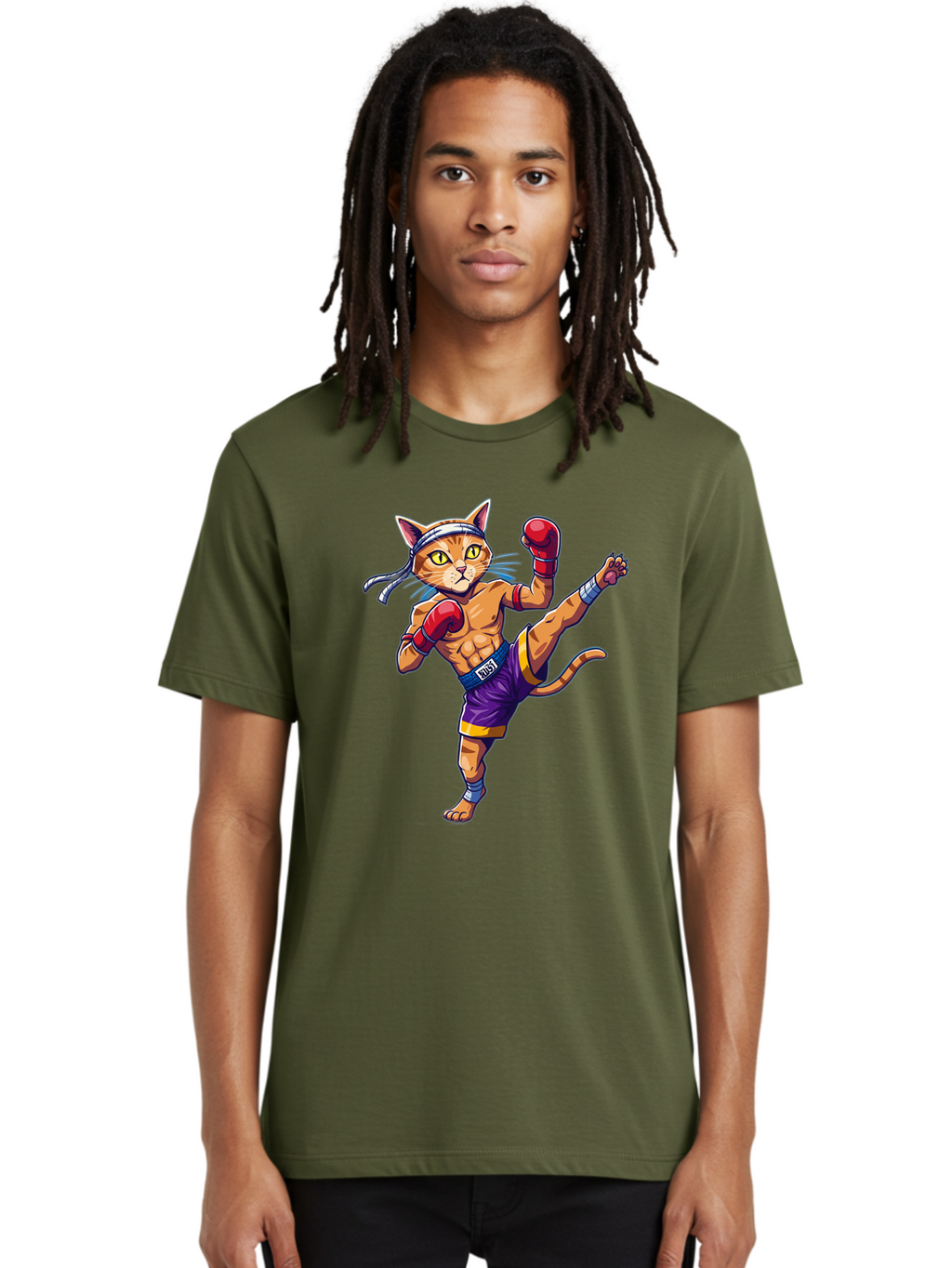 Muay-Thai-Cat-4 Men'S Graphic Tee, 100% Cotton, Comfortable Casual Summer Wear, Machine Washable, Vintage Camera, Old Camera, Antique Camera, Black Camera, Classic Photography, Photography Equipment, Nostalgic Device, Film Camera, Camera Art Bam944