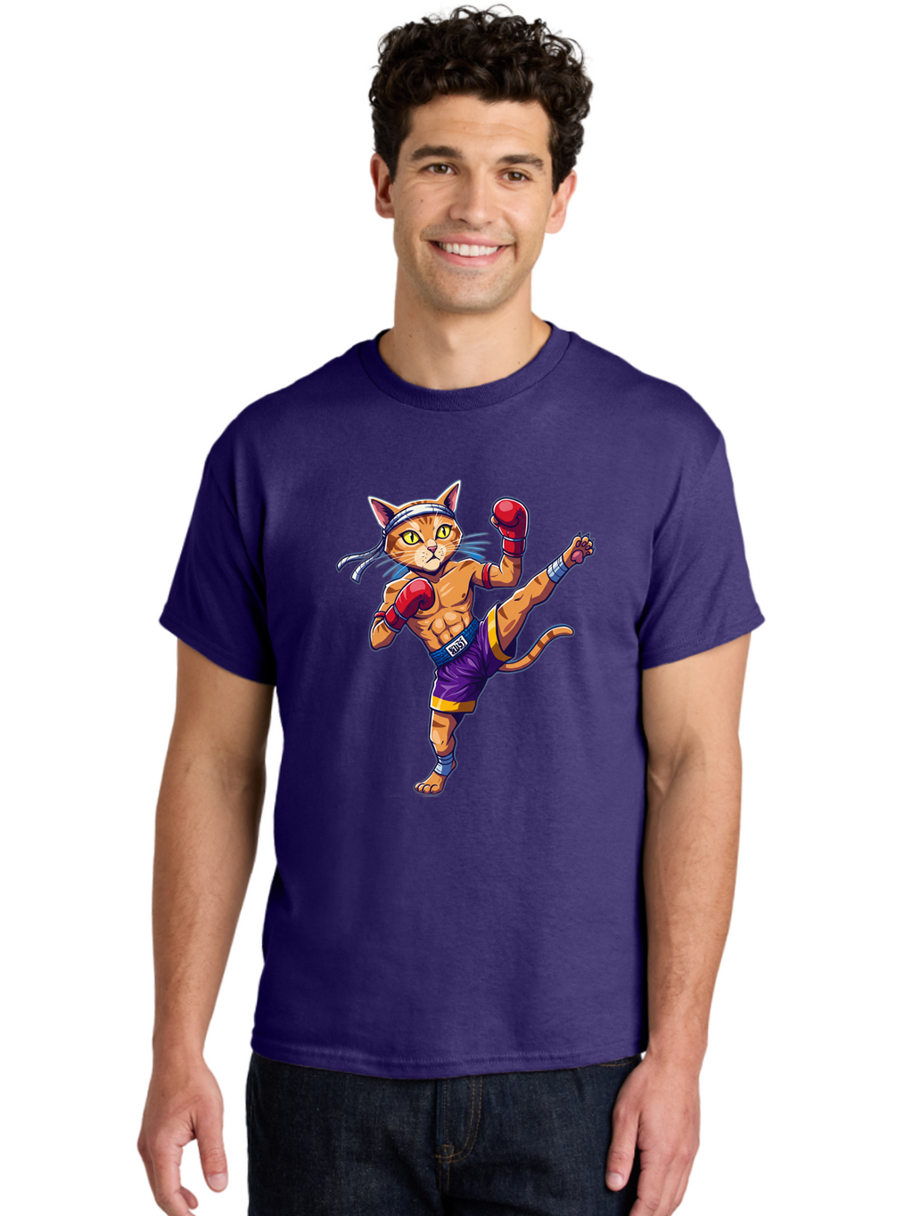 Muay-Thai-Cat-4 Men'S Graphic Tee, 100% Cotton, Comfortable Casual Summer Wear, Machine Washable, Vintage Camera, Old Camera, Antique Camera, Black Camera, Classic Photography, Photography Equipment, Nostalgic Device, Film Camera, Camera Art Bam944