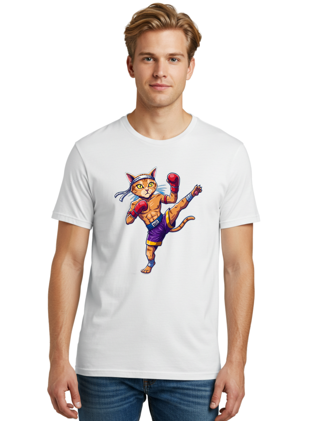 Muay-Thai-Cat-4 Men'S Graphic Tee, 100% Cotton, Comfortable Casual Summer Wear, Machine Washable, Vintage Camera, Old Camera, Antique Camera, Black Camera, Classic Photography, Photography Equipment, Nostalgic Device, Film Camera, Camera Art Bam944