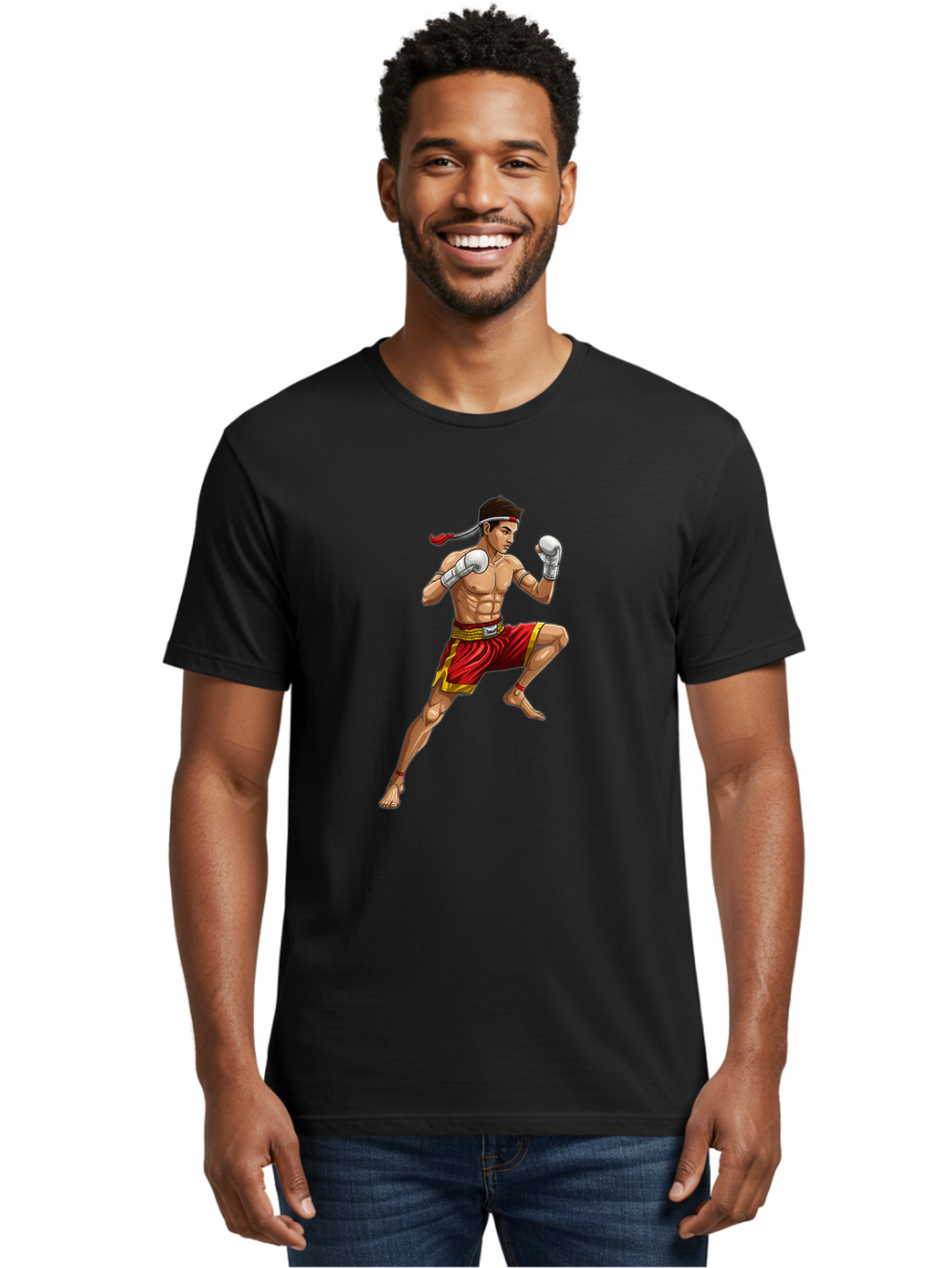 Muay-Thai-Fighter-4 Men'S Graphic Tee, 100% Cotton, Comfortable Casual Summer Wear, Machine Washable, Vintage Camera, Old Camera, Antique Camera, Black Camera, Classic Photography, Photography Equipment, Nostalgic Device, Film Camera, Bam949
