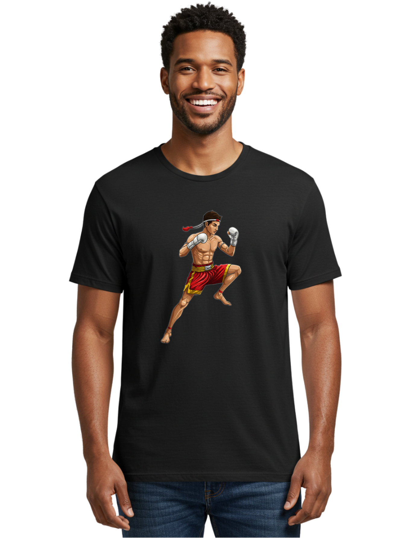 Muay-Thai-Fighter-4 Men'S Graphic Tee, 100% Cotton, Comfortable Casual Summer Wear, Machine Washable, Vintage Camera, Old Camera, Antique Camera, Black Camera, Classic Photography, Photography Equipment, Nostalgic Device, Film Camera, Bam949