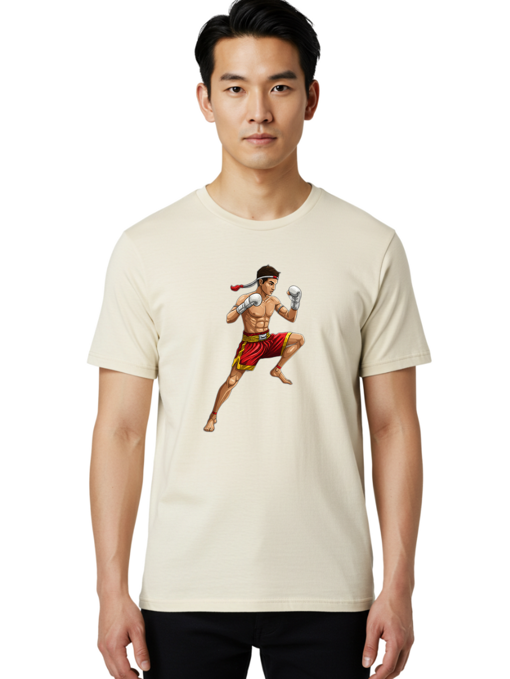 Muay-Thai-Fighter-4 Men'S Graphic Tee, 100% Cotton, Comfortable Casual Summer Wear, Machine Washable, Vintage Camera, Old Camera, Antique Camera, Black Camera, Classic Photography, Photography Equipment, Nostalgic Device, Film Camera, Bam949
