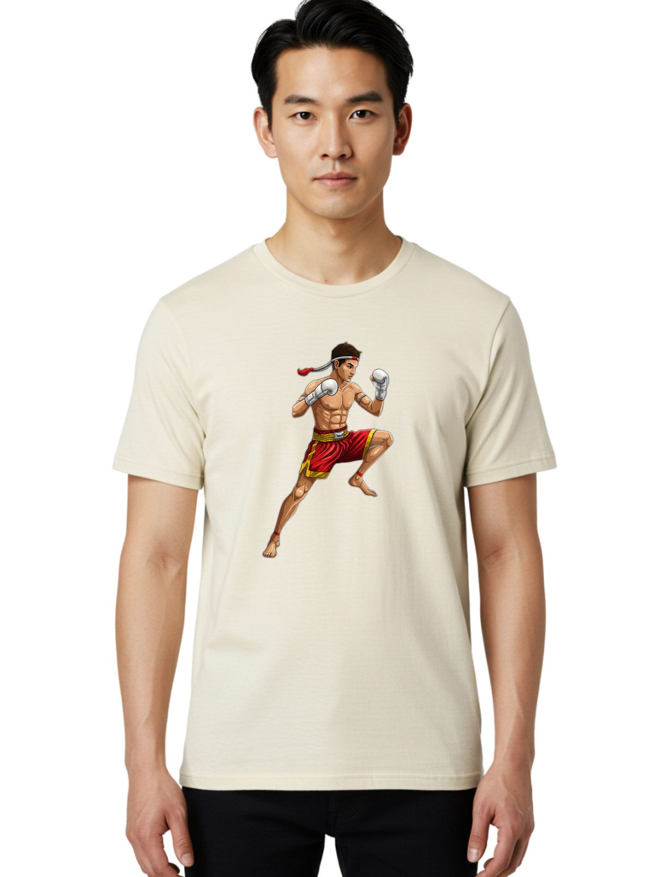 Muay-Thai-Fighter-4 Men'S Graphic Tee, 100% Cotton, Comfortable Casual Summer Wear, Machine Washable, Vintage Camera, Old Camera, Antique Camera, Black Camera, Classic Photography, Photography Equipment, Nostalgic Device, Film Camera, Bam949