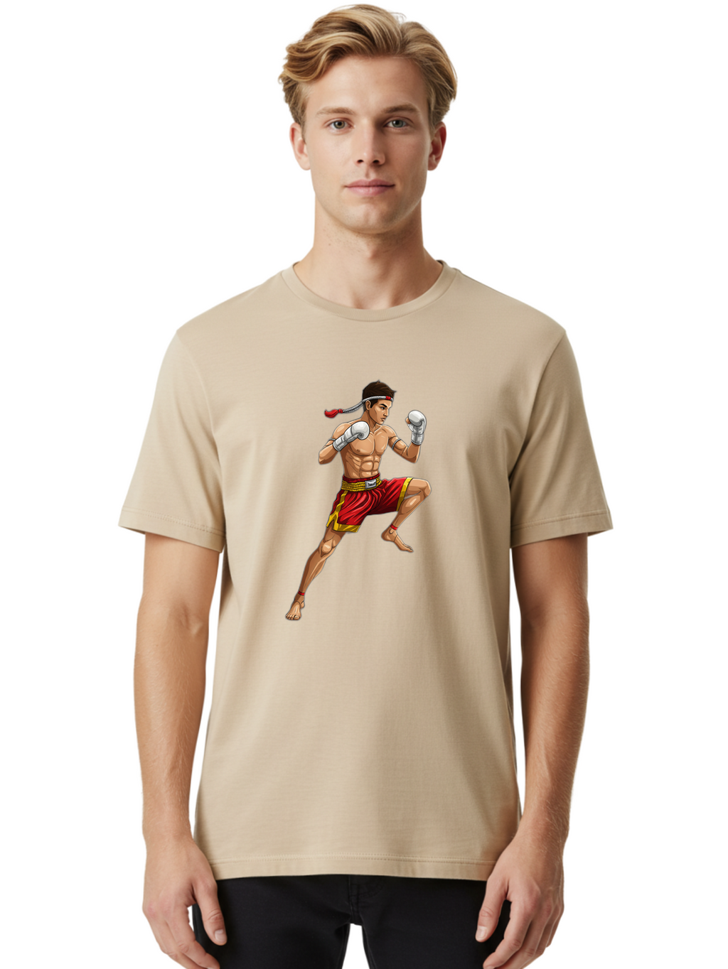 Muay-Thai-Fighter-4 Men'S Graphic Tee, 100% Cotton, Comfortable Casual Summer Wear, Machine Washable, Vintage Camera, Old Camera, Antique Camera, Black Camera, Classic Photography, Photography Equipment, Nostalgic Device, Film Camera, Bam949