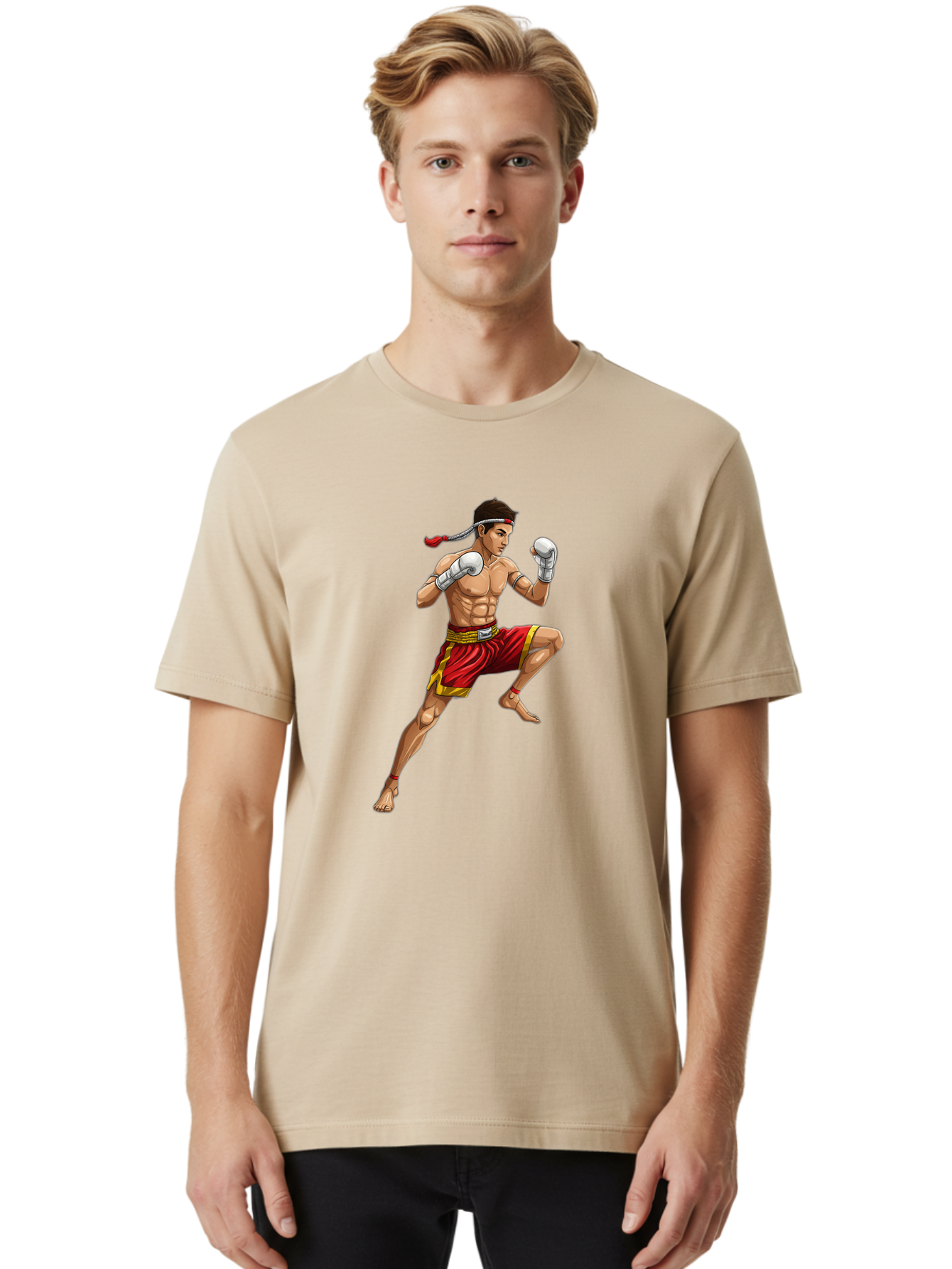 Muay-Thai-Fighter-4 Men'S Graphic Tee, 100% Cotton, Comfortable Casual Summer Wear, Machine Washable, Vintage Camera, Old Camera, Antique Camera, Black Camera, Classic Photography, Photography Equipment, Nostalgic Device, Film Camera, Bam949