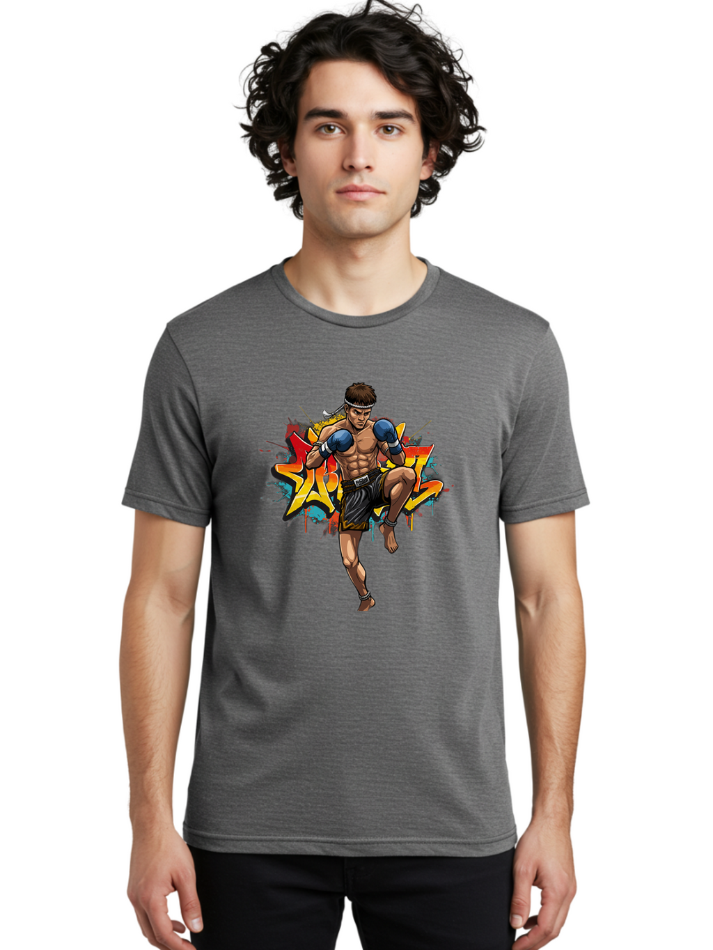 Muay-Thai-Fighter-5 Men'S Graphic Tee, 100% Cotton, Comfortable Casual Summer Wear, Machine Washable, Vintage Camera, Old Camera, Antique Camera, Black Camera, Classic Photography, Photography Equipment, Nostalgic Device, Film Camera, Bam950