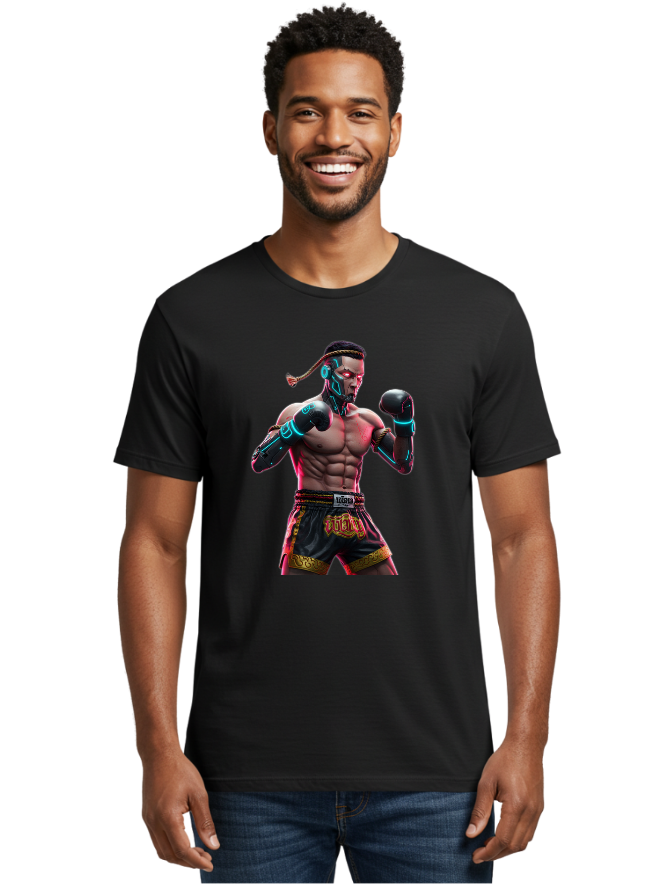 Muay-Thai-Fighter-6 Men'S Graphic Tee, 100% Cotton, Comfortable Casual Summer Wear, Machine Washable, Vintage Camera, Old Camera, Antique Camera, Black Camera, Classic Photography, Photography Equipment, Nostalgic Device, Film Camera, Bam951