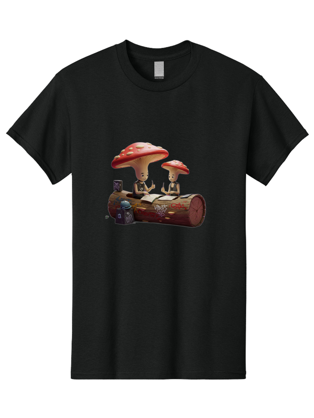 Mushroom-Characters-Studying Men'S Graphic Tee, 100% Cotton, Comfortable Casual Summer Wear, Machine Washable, Vintage Camera, Old Camera, Antique Camera, Black Camera, Classic Photography, Photography Equipment, Nostalgic Device, Film Camera, Bam959