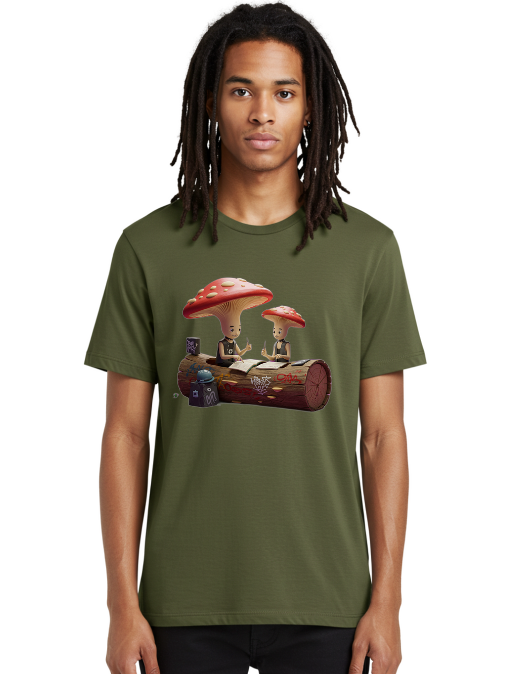 Mushroom-Characters-Studying Men'S Graphic Tee, 100% Cotton, Comfortable Casual Summer Wear, Machine Washable, Vintage Camera, Old Camera, Antique Camera, Black Camera, Classic Photography, Photography Equipment, Nostalgic Device, Film Camera, Bam959