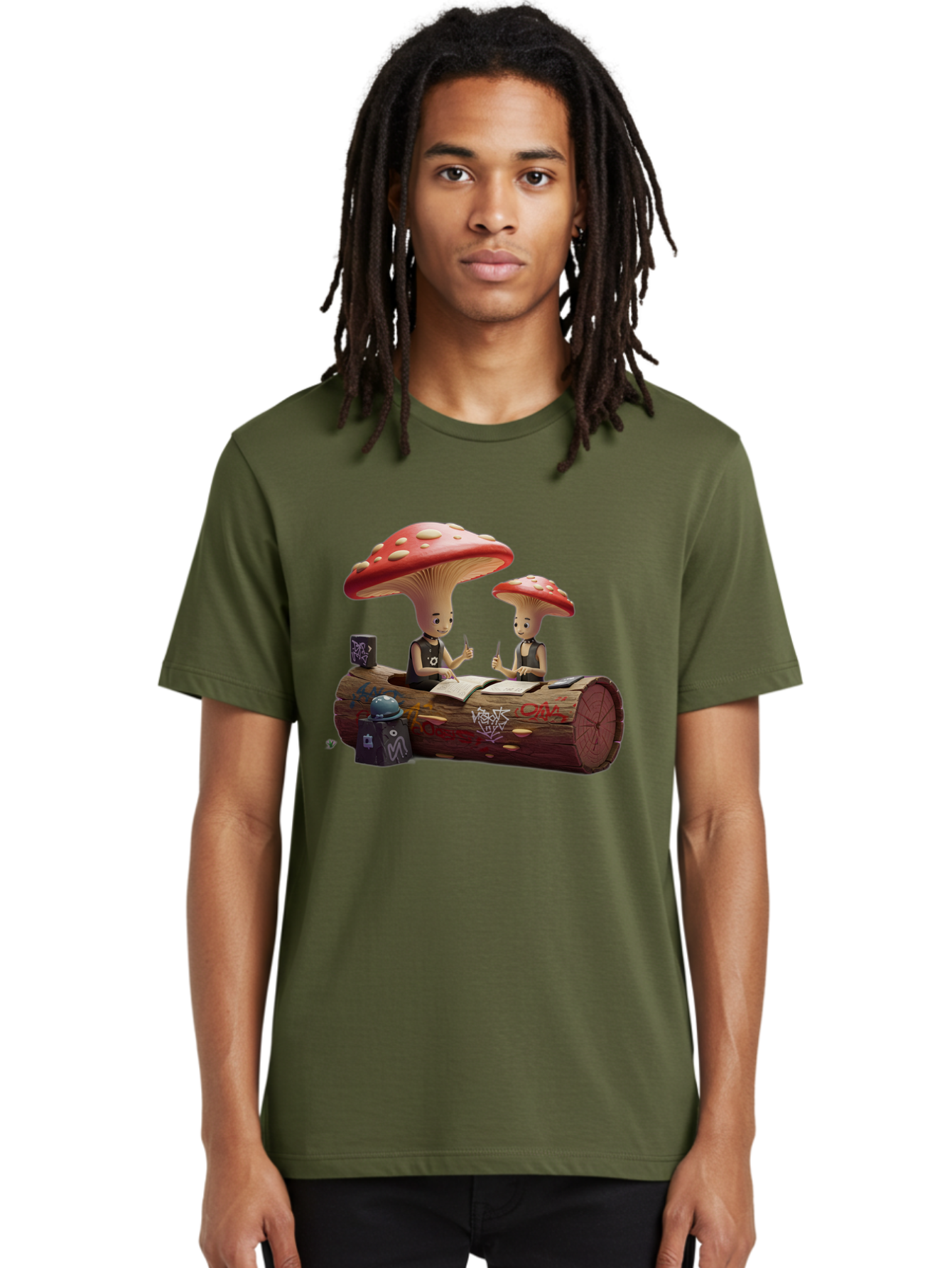 Mushroom-Characters-Studying Men'S Graphic Tee, 100% Cotton, Comfortable Casual Summer Wear, Machine Washable, Vintage Camera, Old Camera, Antique Camera, Black Camera, Classic Photography, Photography Equipment, Nostalgic Device, Film Camera, Bam959